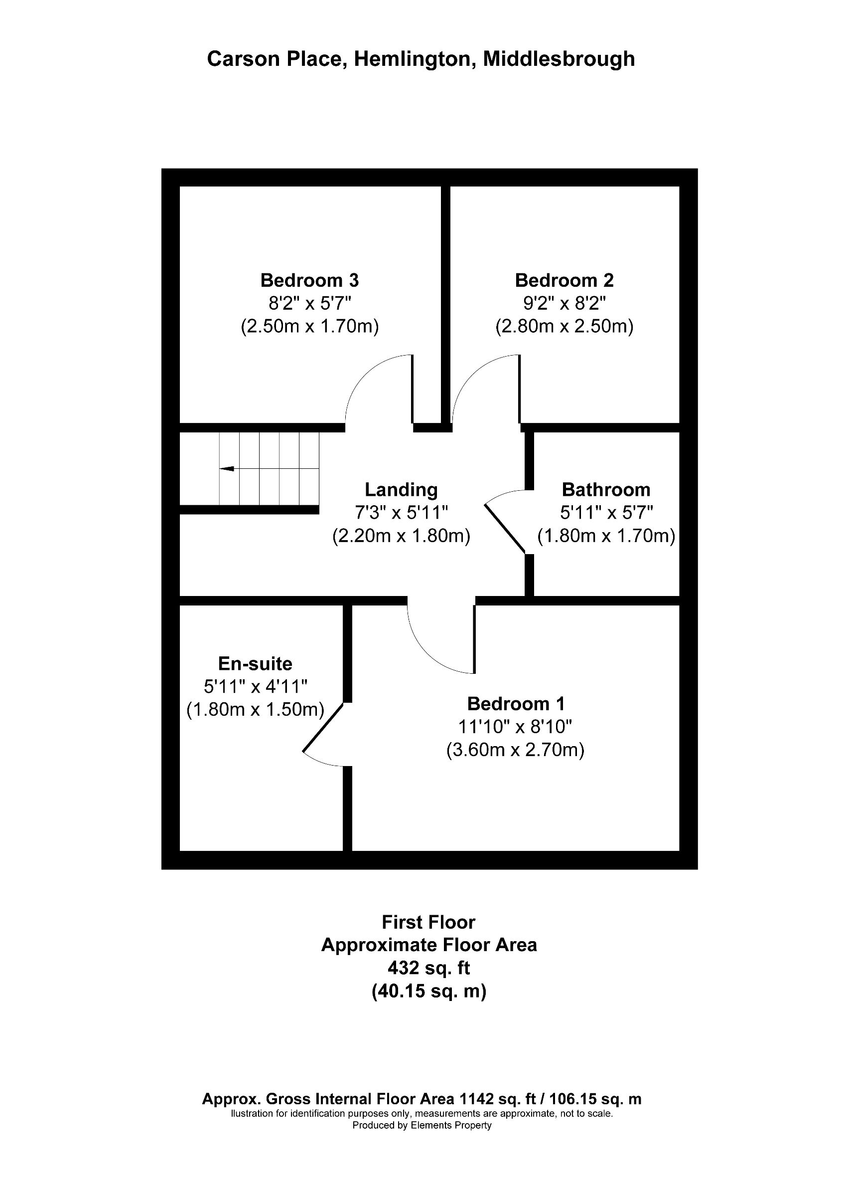 3 bed end of terrace house to rent in Carson Place, Middlesbrough - Property floorplan