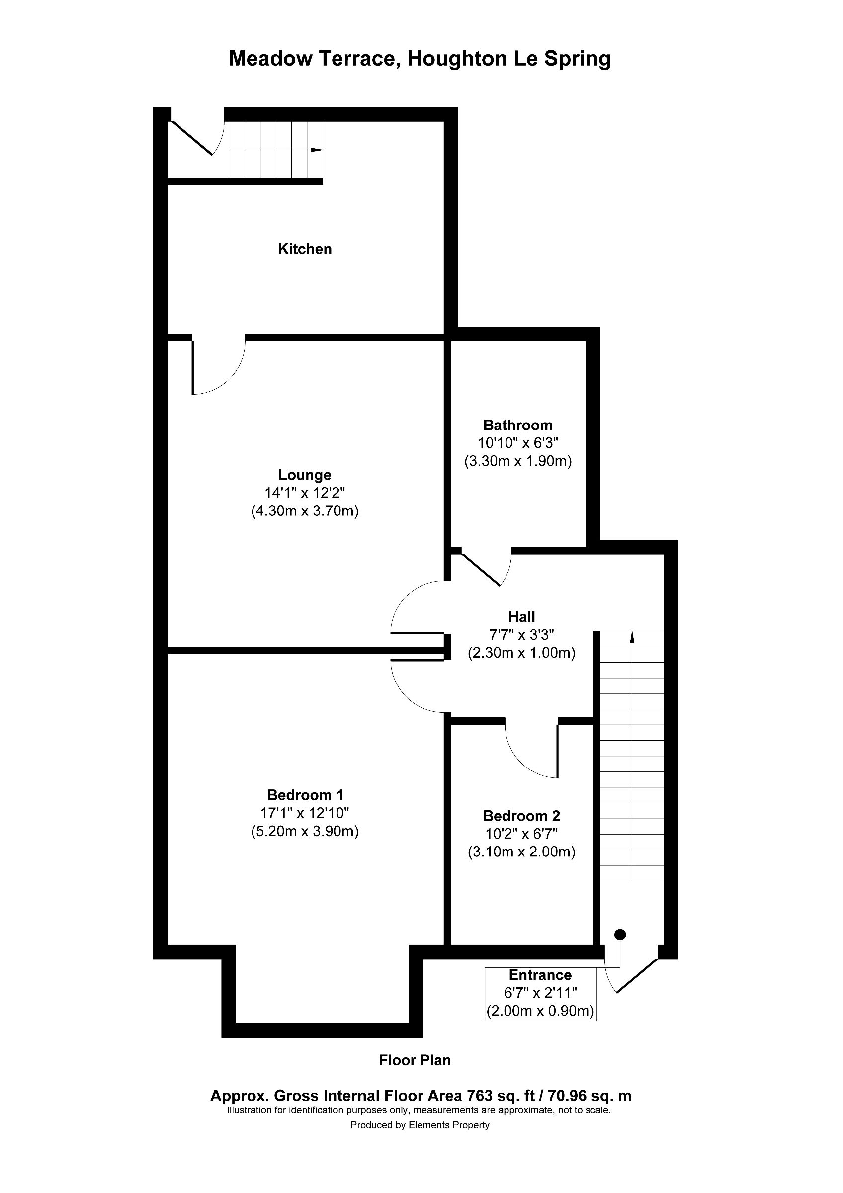 2 bed flat to rent in Meadow Terrace, Houghton le Spring - Property floorplan