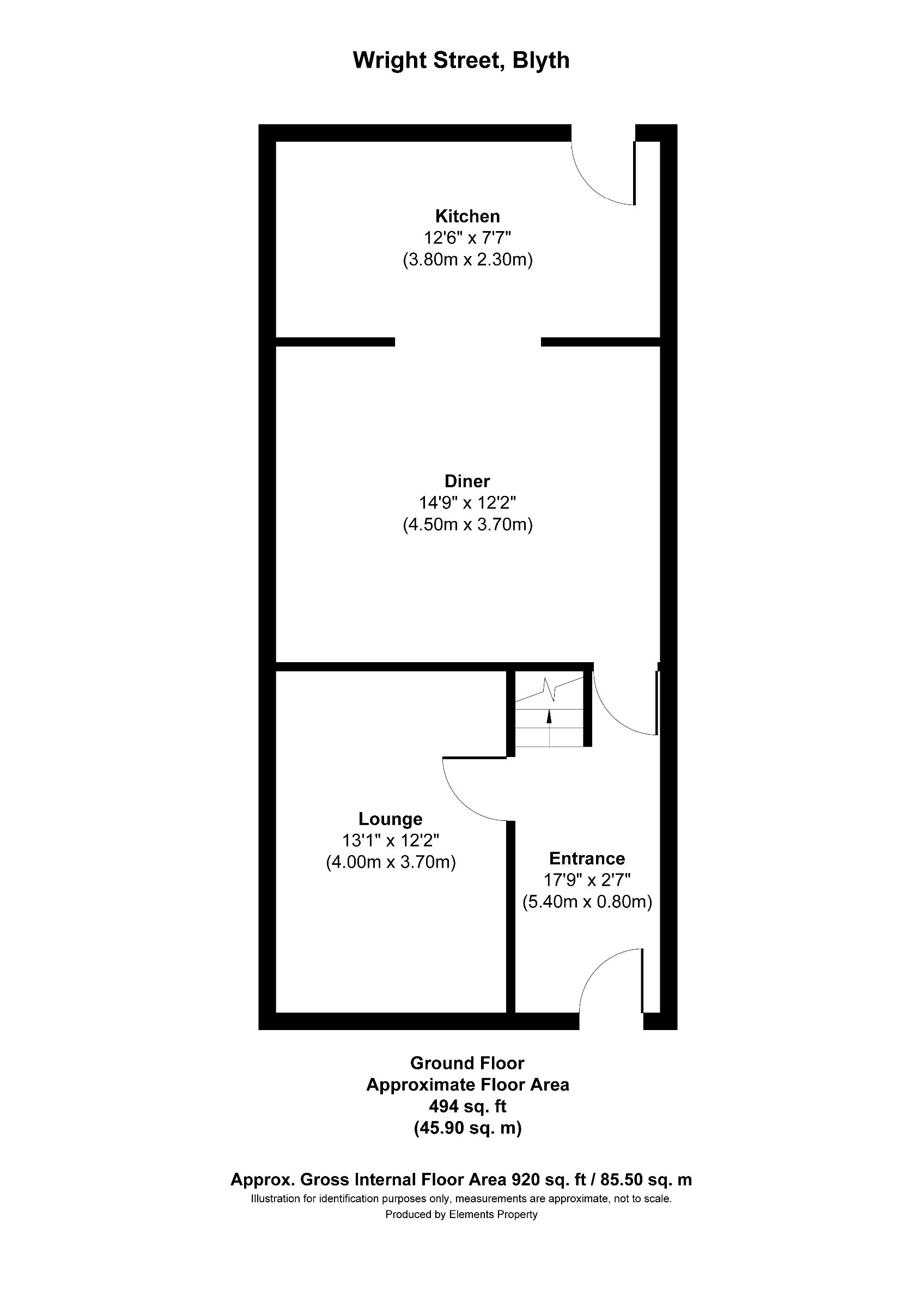 3 bed end of terrace house to rent in Wright Street, Blyth - Property floorplan