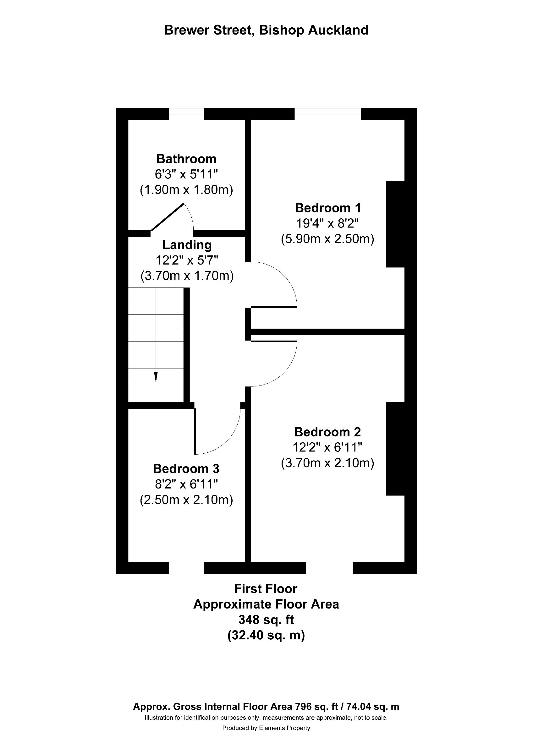 3 bed terraced house to rent in Brewer Street, Bishop Auckland - Property floorplan