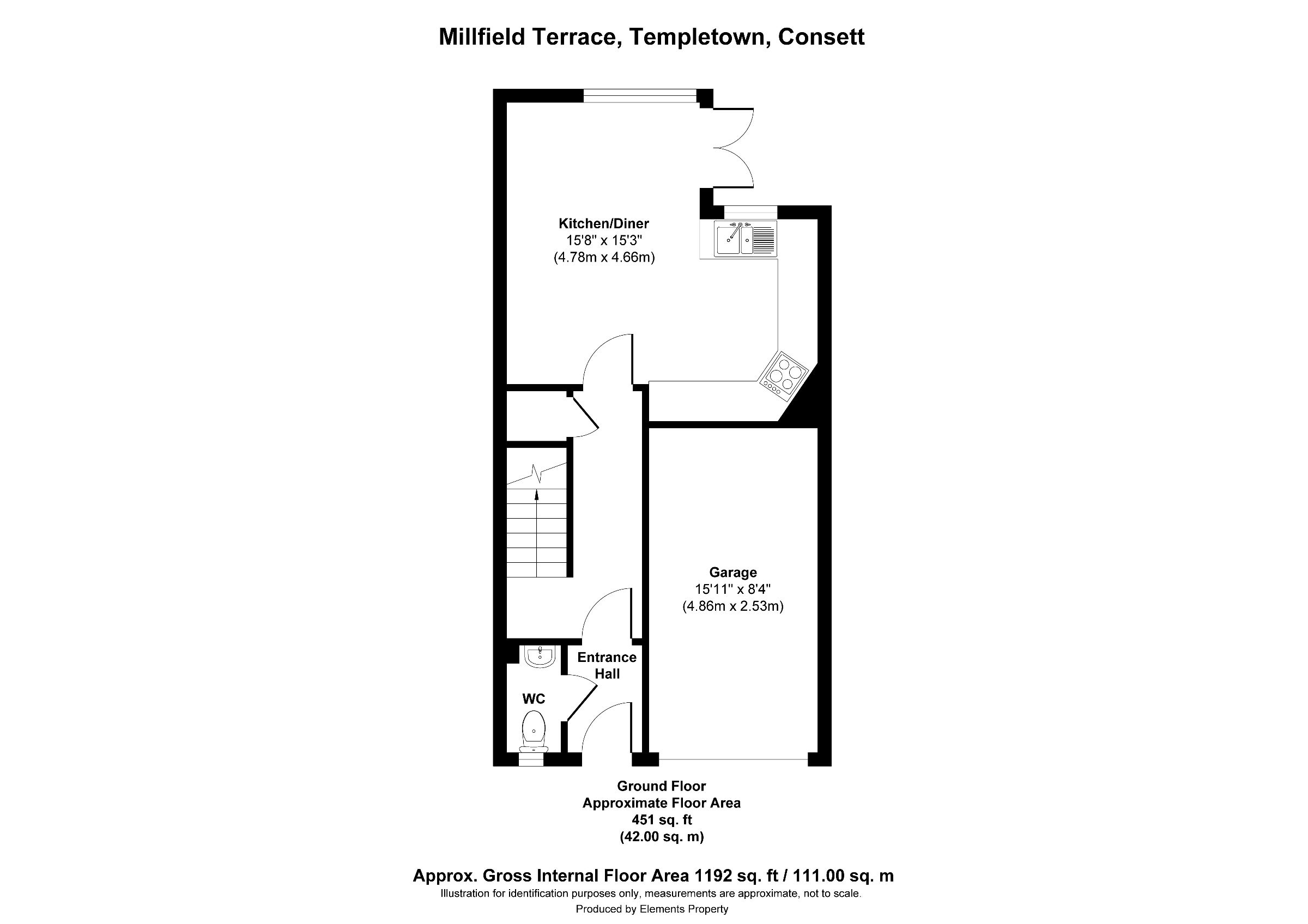 4 bed town house to rent in Millfield, Consett - Property floorplan