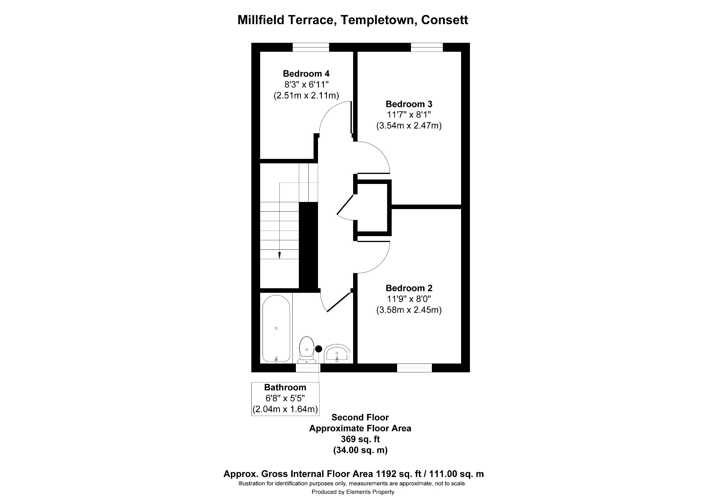 4 bed town house to rent in Millfield, Consett - Property floorplan