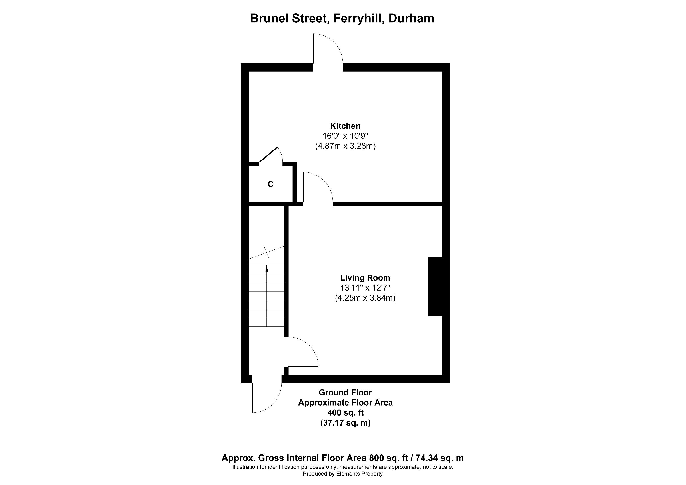 3 bed terraced house to rent in Brunel Street, Ferryhill - Property floorplan