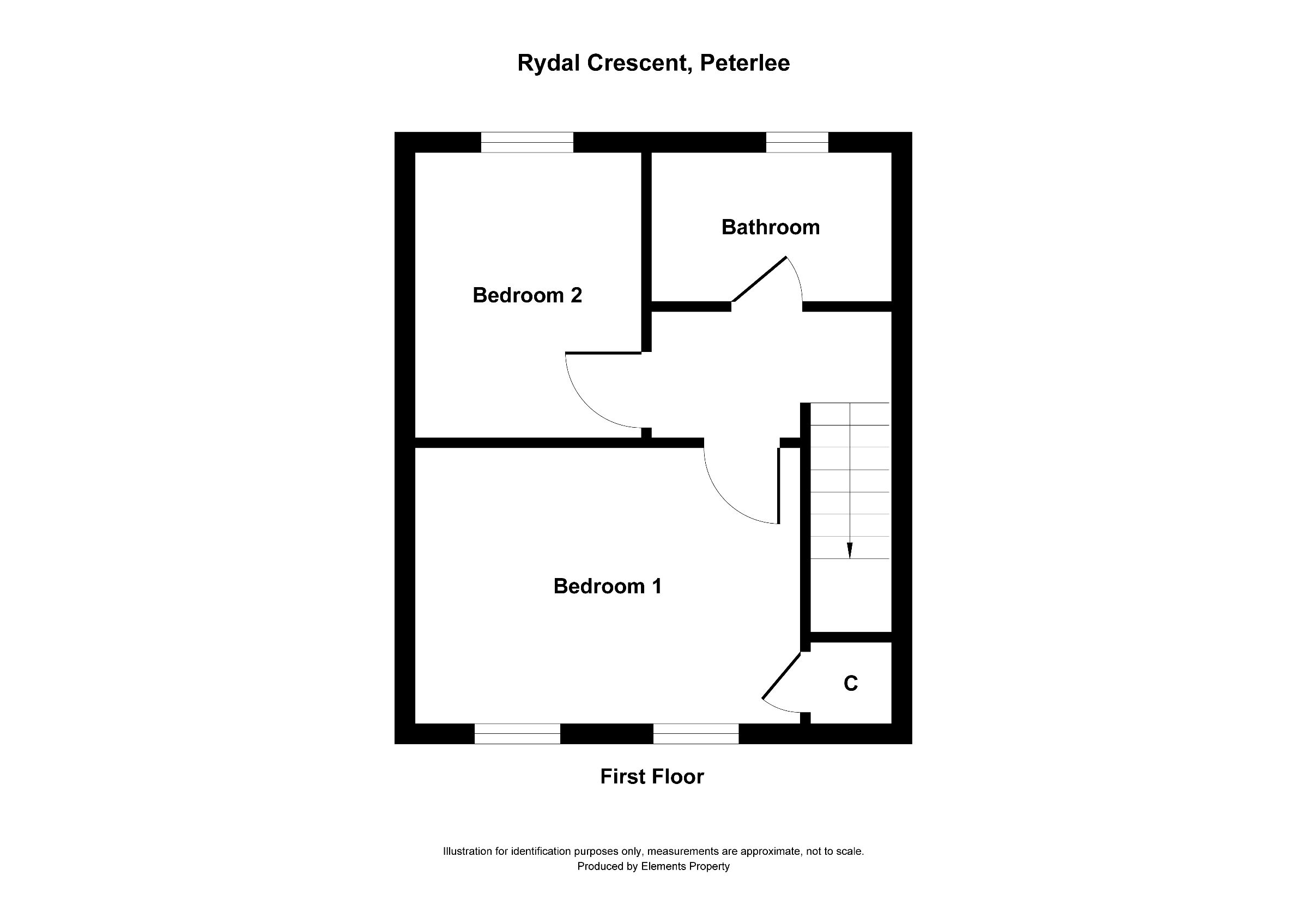 2 bed semi-detached house to rent in Rydal Crescent, Peterlee - Property floorplan