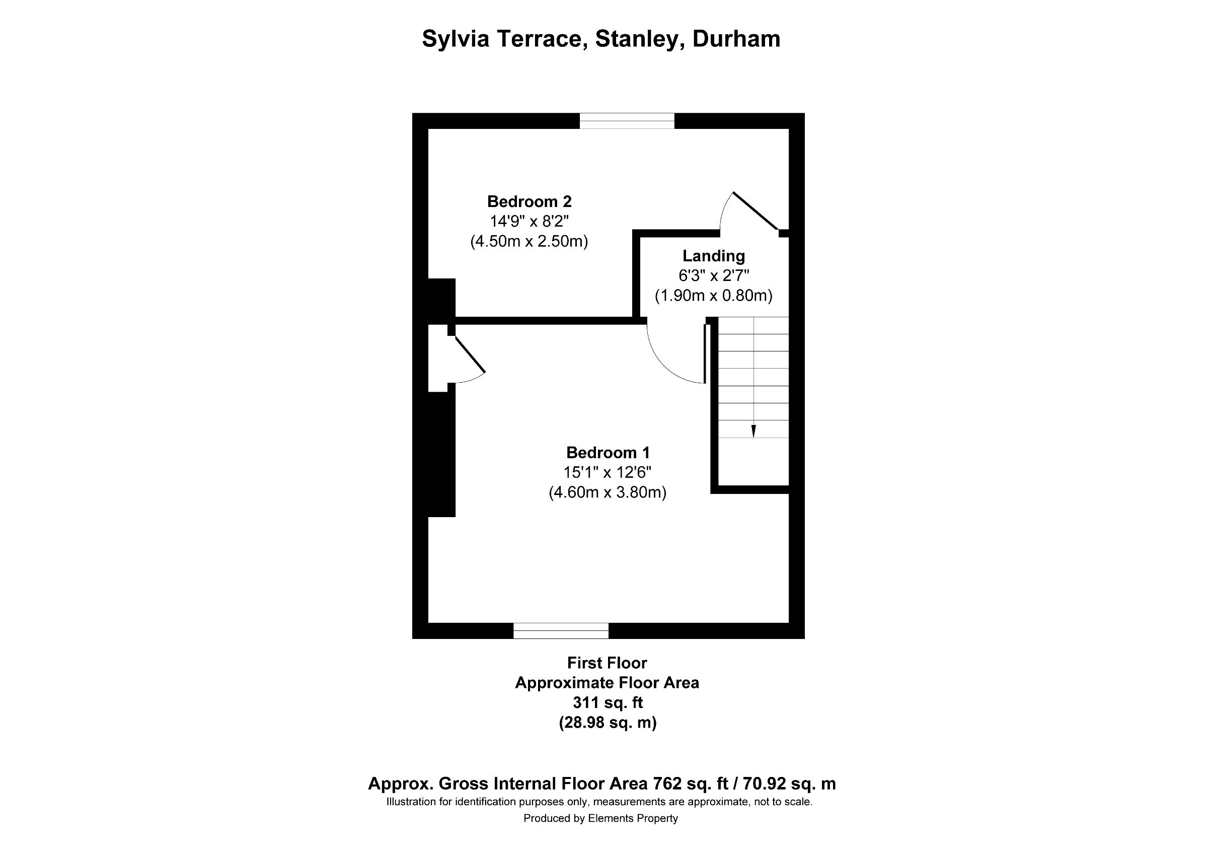 2 bed terraced house to rent in Sylvia Terrace, Stanley - Property floorplan