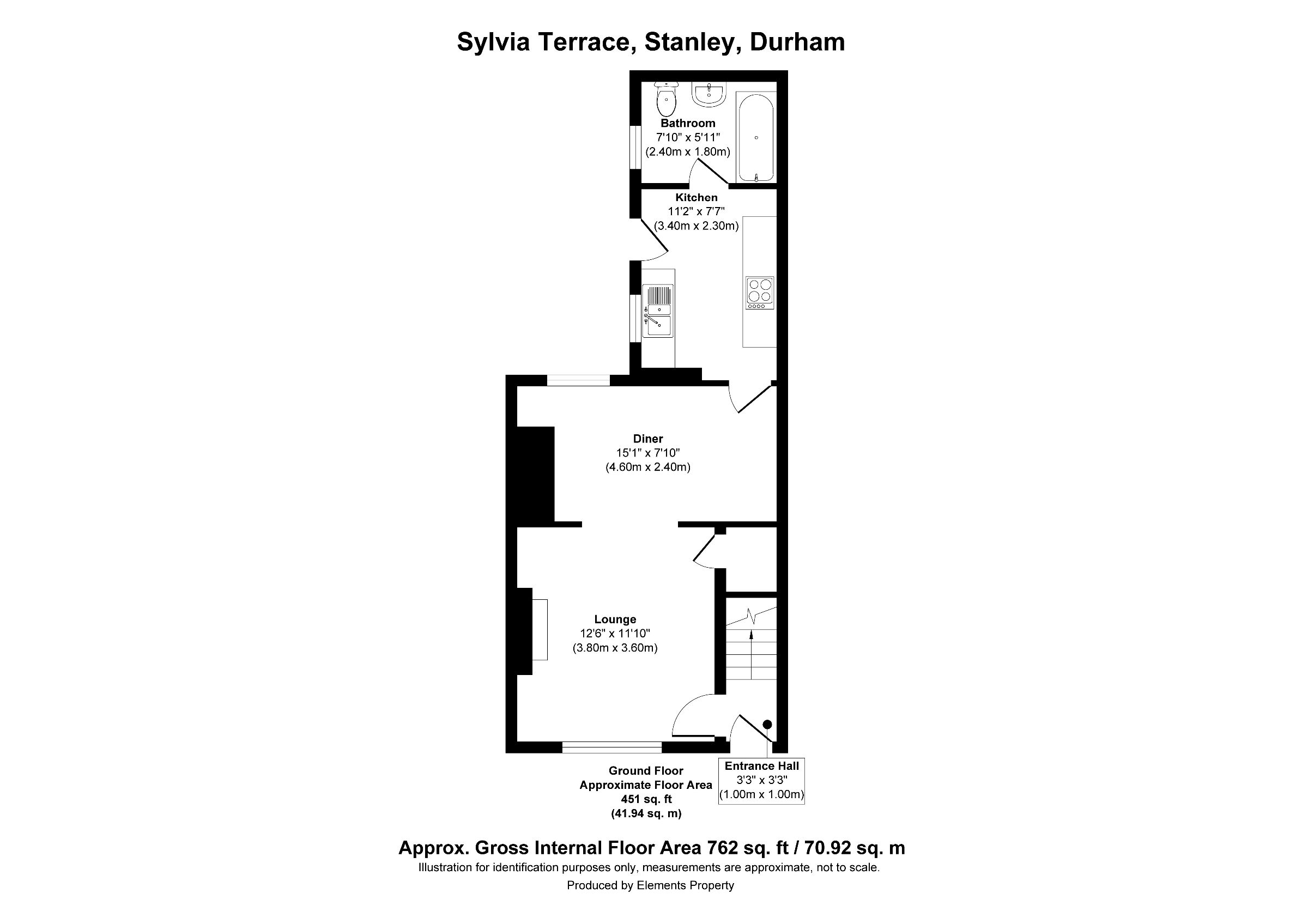 2 bed terraced house to rent in Sylvia Terrace, Stanley - Property floorplan