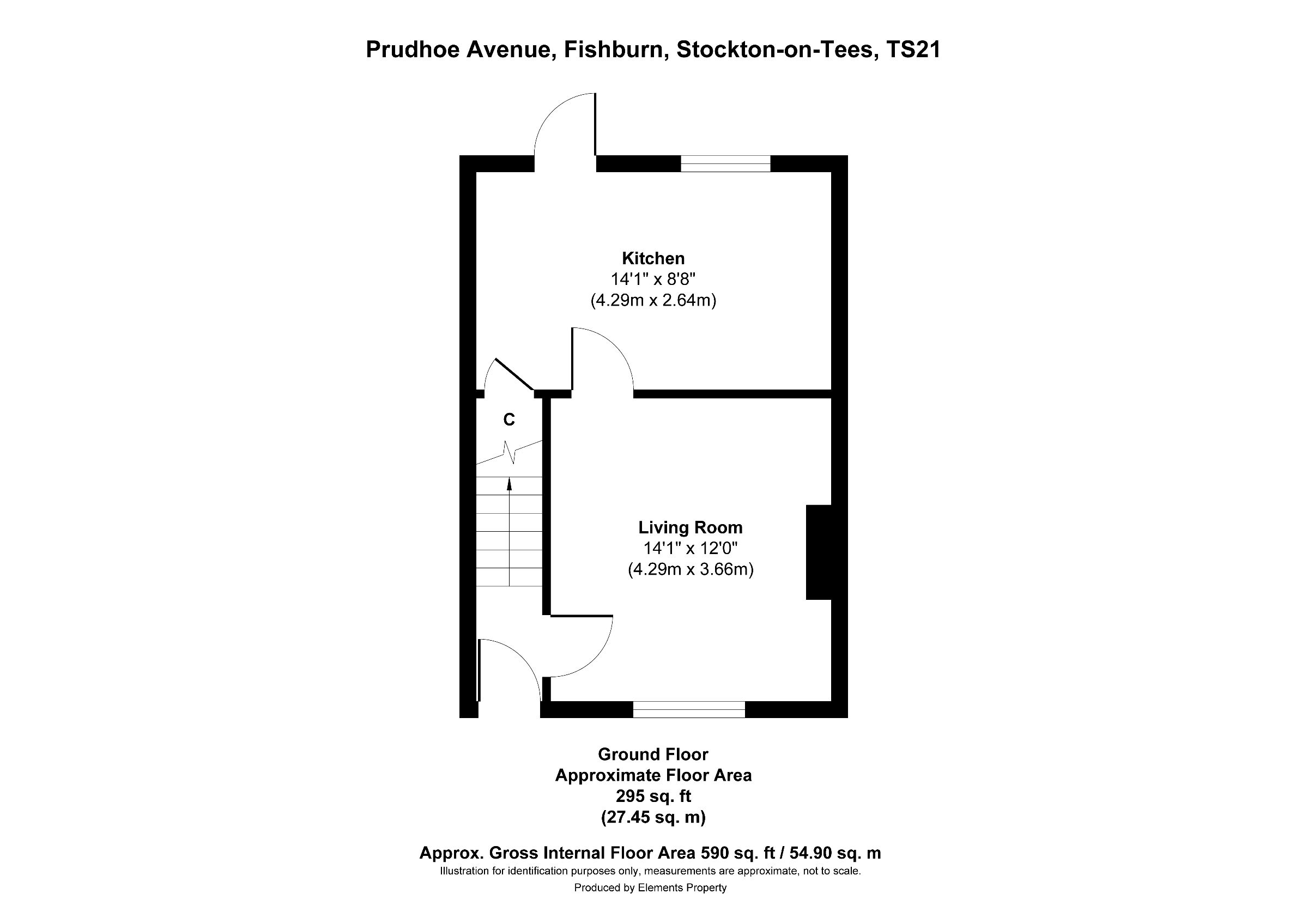 2 bed terraced house to rent in Prudhoe Avenue, Stockton-on-Tees - Property floorplan