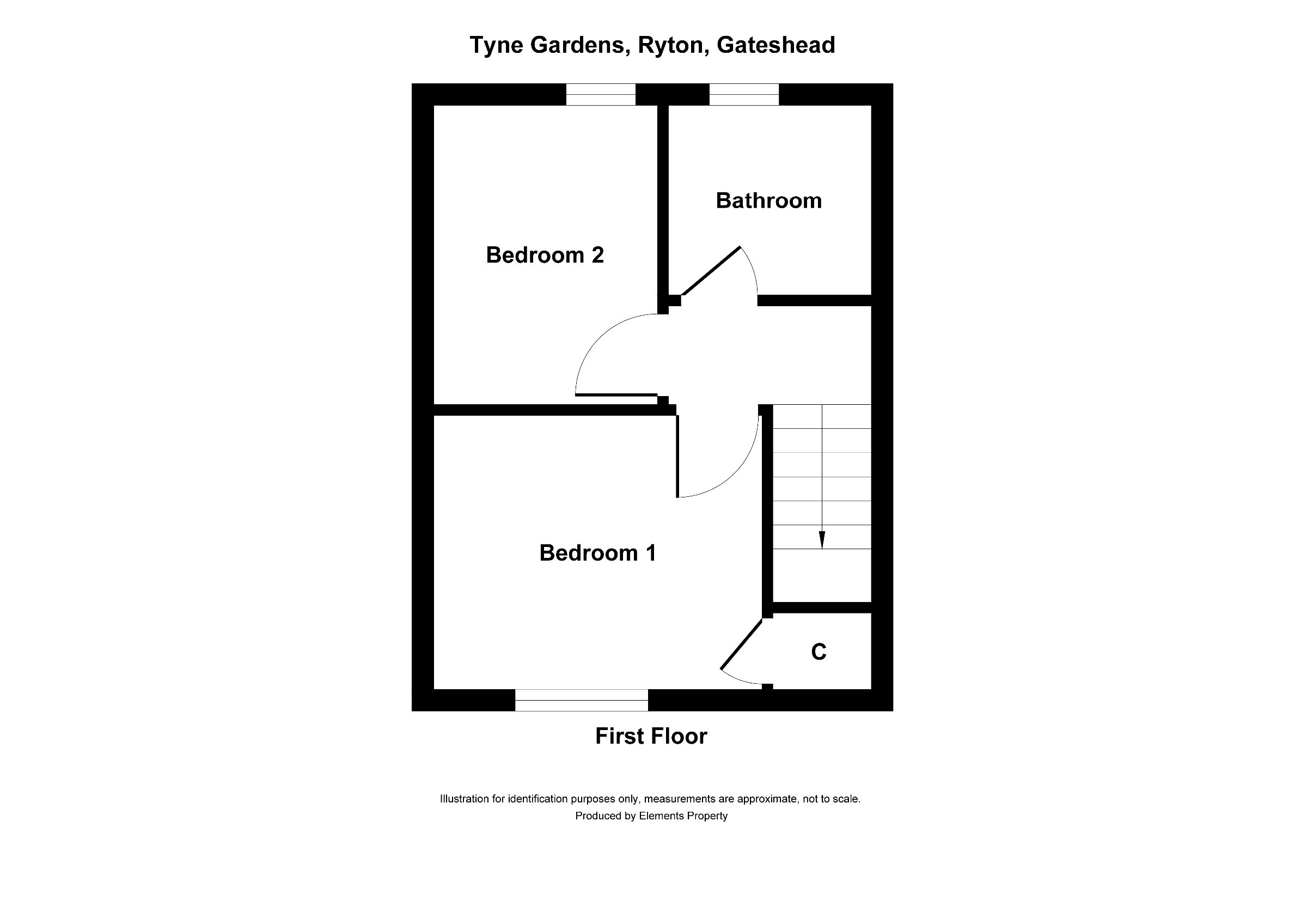 2 bed semi-detached house to rent in Tyne Gardens, Ryton - Property floorplan