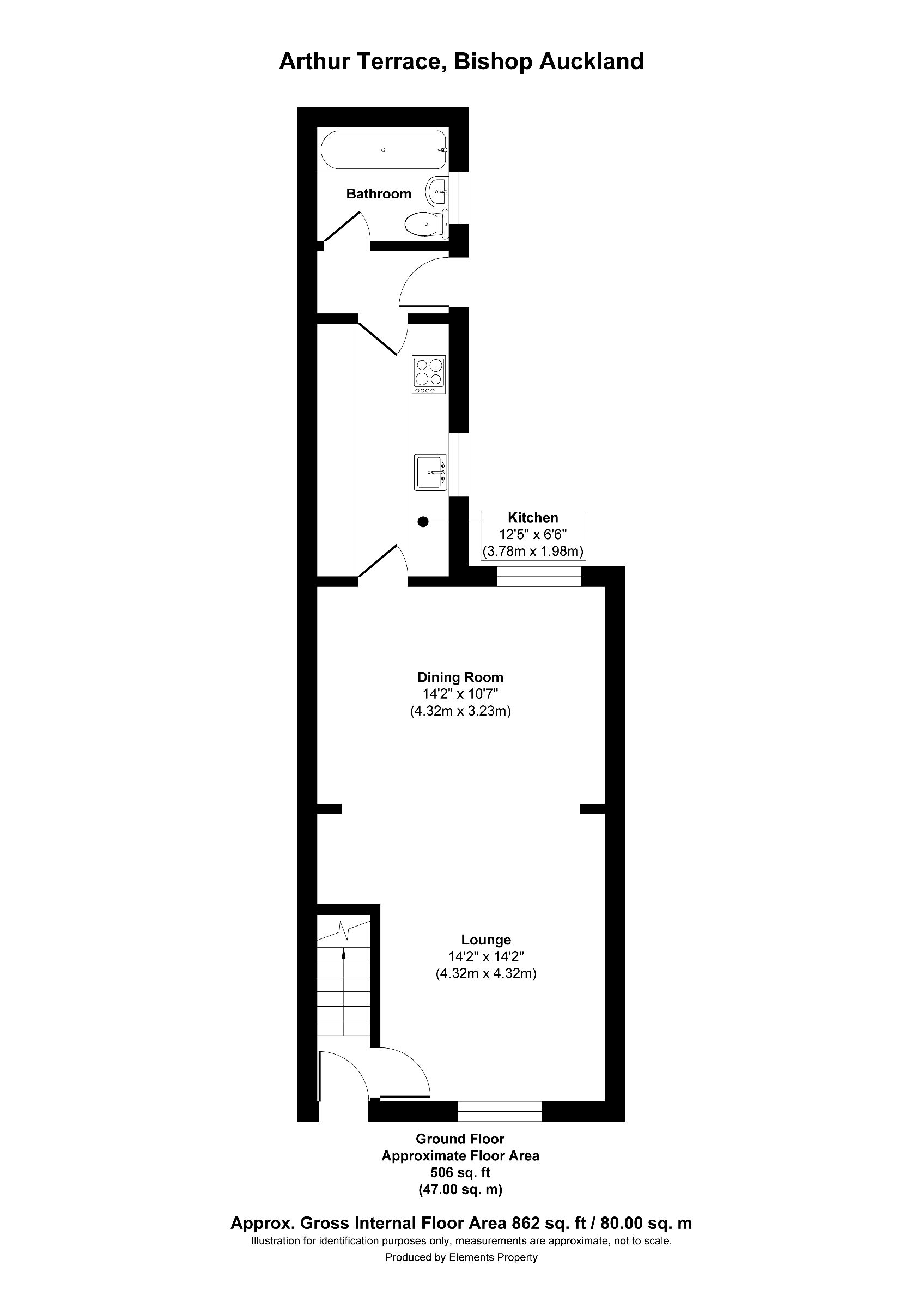 2 bed terraced house to rent in Arthur Terrace, Bishop Auckland - Property floorplan