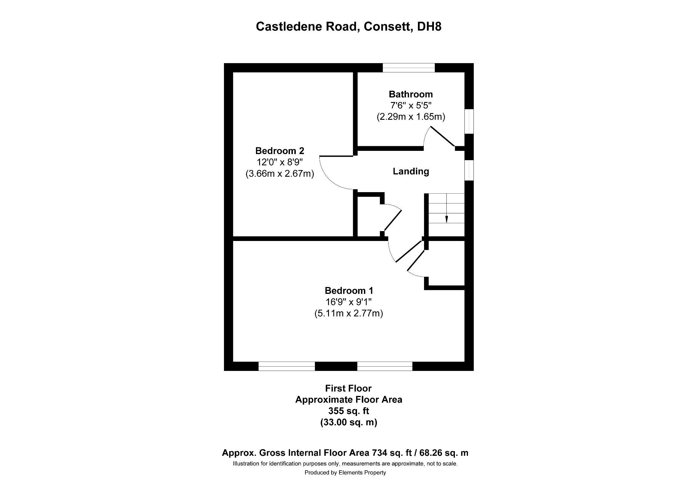 2 bed semi-detached house to rent in Castledene Road, Consett - Property floorplan