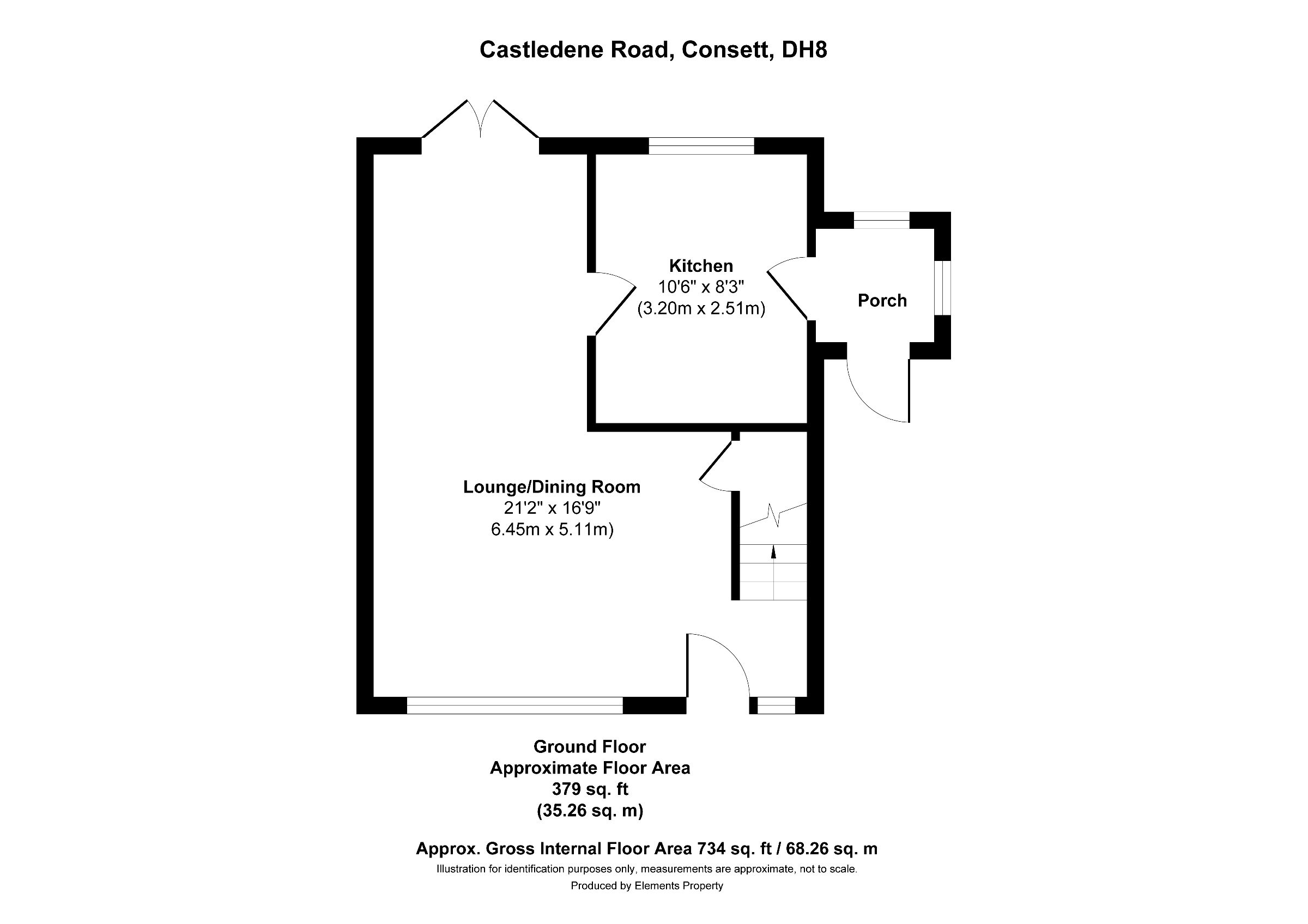 2 bed semi-detached house to rent in Castledene Road, Consett - Property floorplan