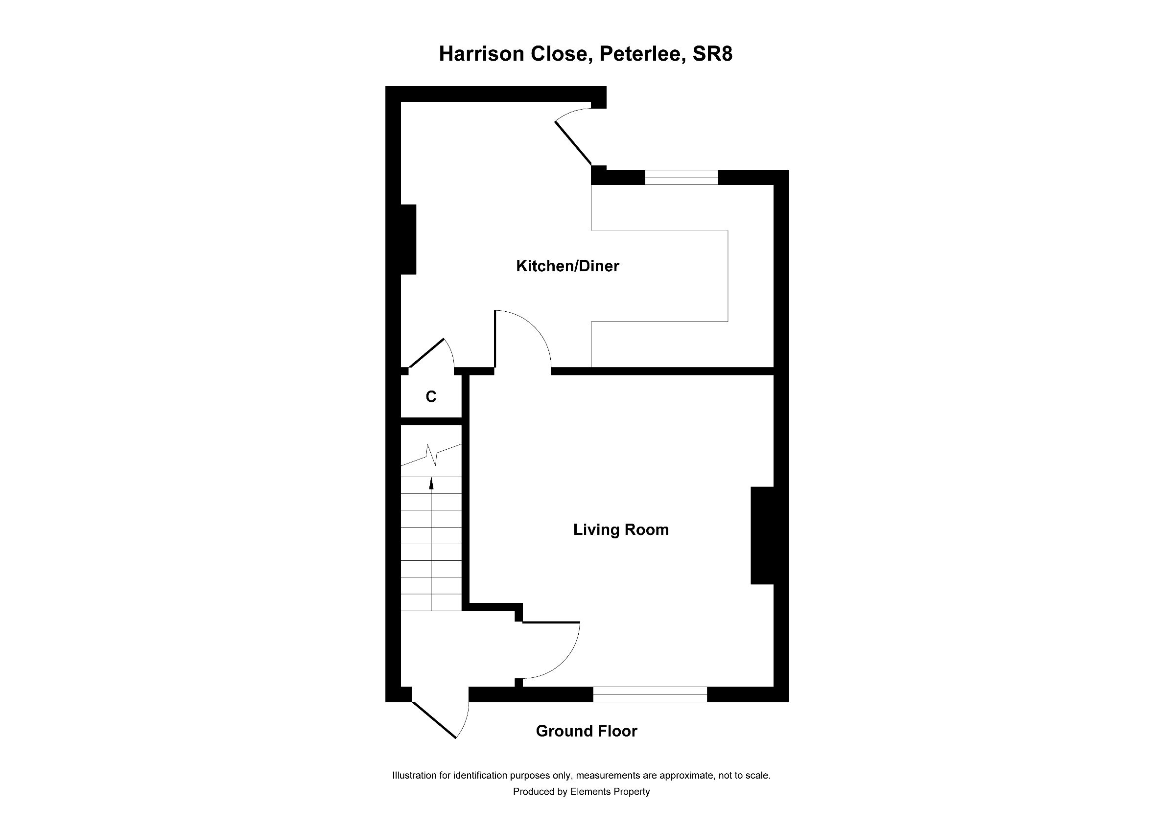 2 bed terraced house to rent in Harrison Close, Peterlee - Property floorplan