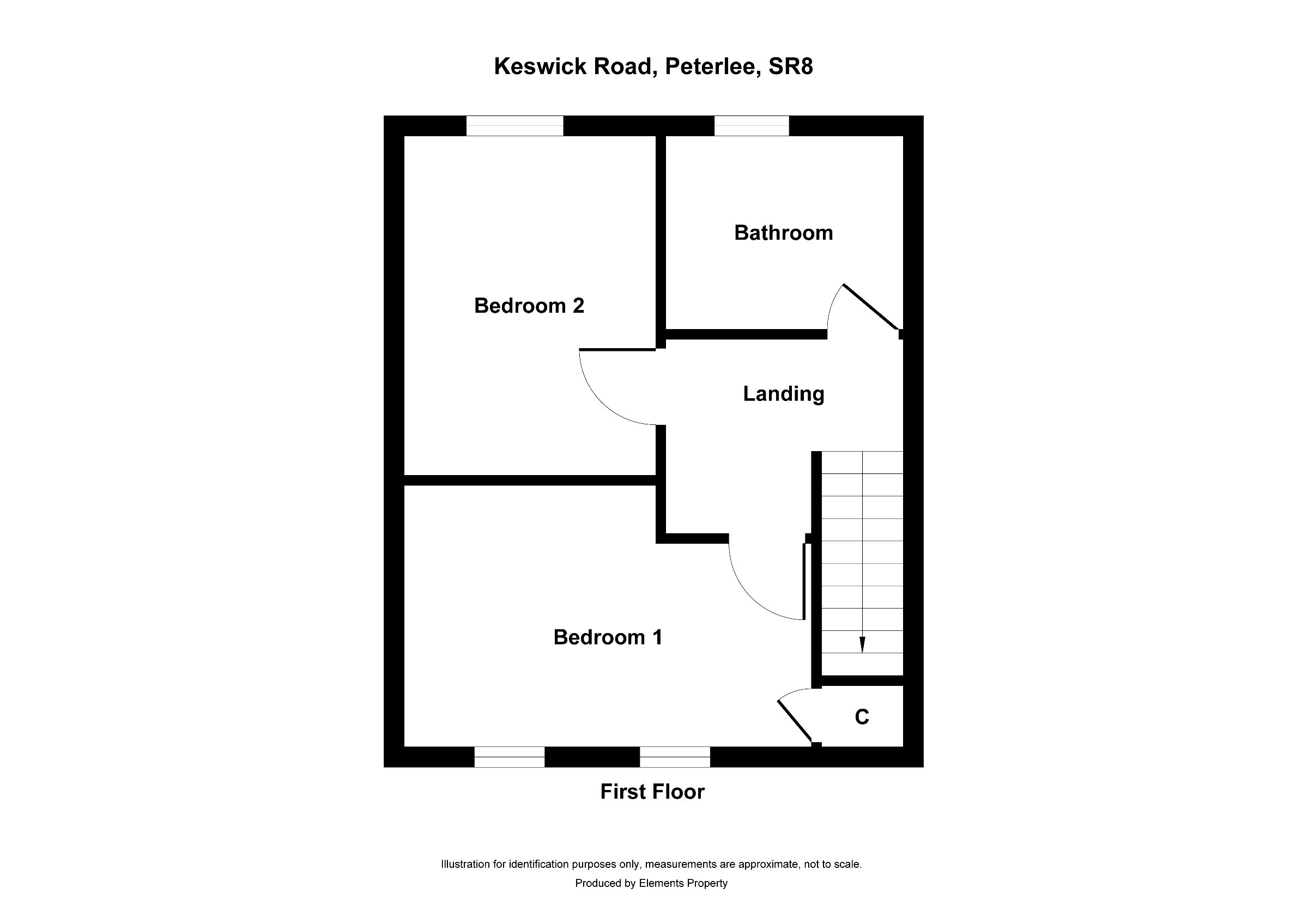 2 bed semi-detached house to rent in Keswick Road, Peterlee - Property floorplan