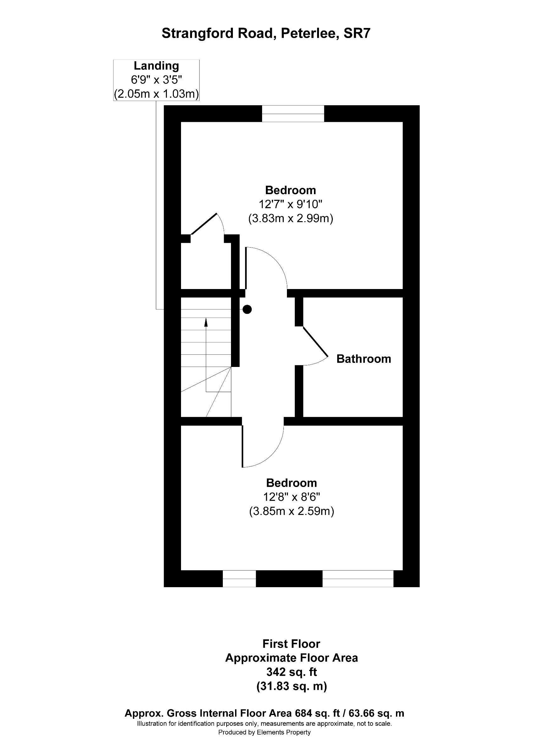 2 bed terraced house to rent in Strangford Road, Seaham - Property floorplan