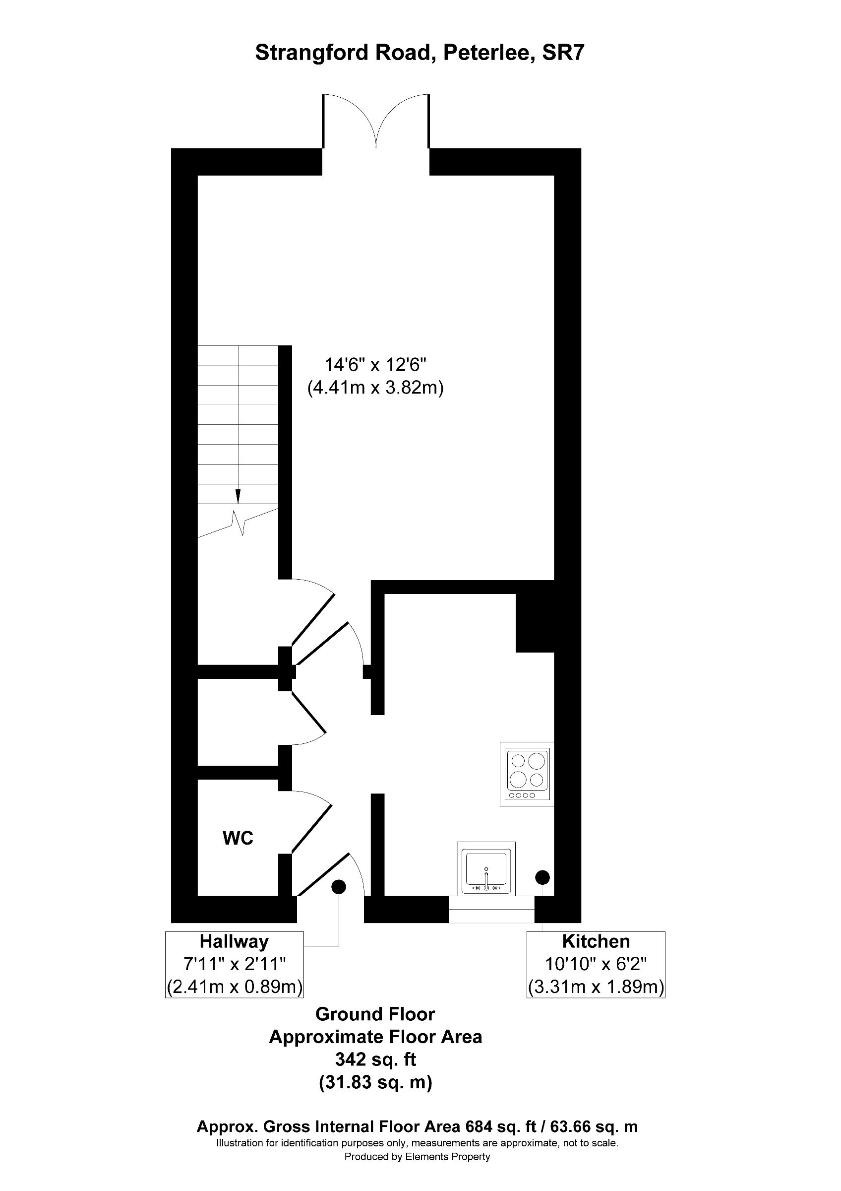 2 bed terraced house to rent in Strangford Road, Seaham - Property floorplan