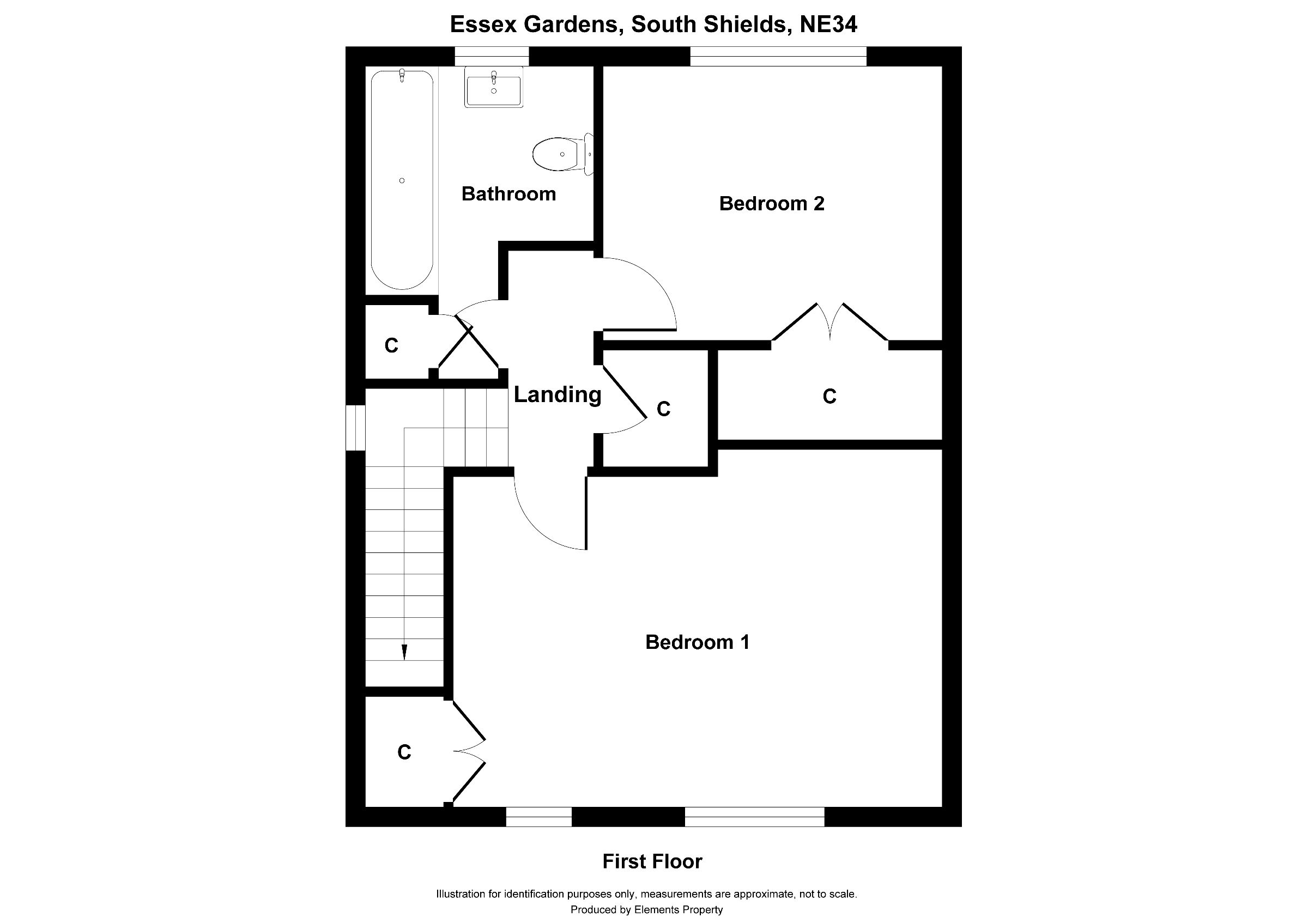 2 bed semi-detached house to rent in Essex Gardens, South Shields - Property floorplan