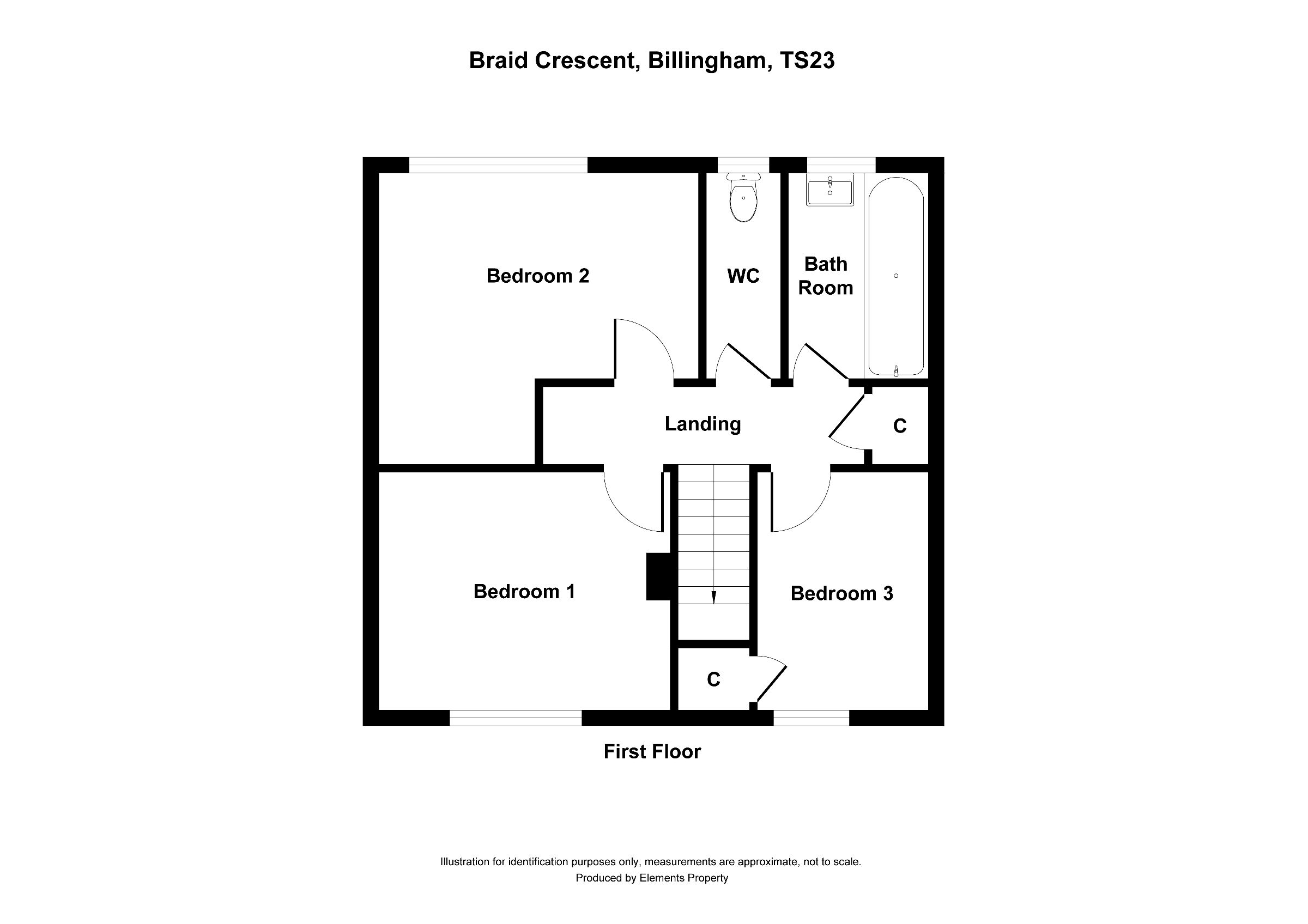 3 bed terraced house to rent in Braid Crescent, Billingham - Property floorplan