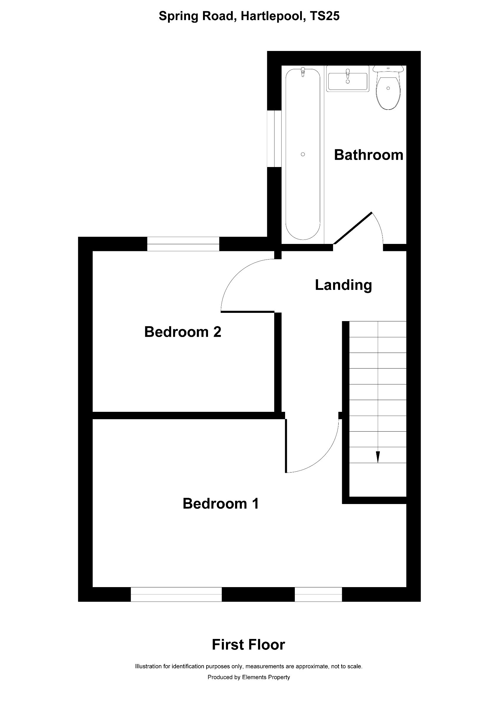 2 bed terraced house to rent in Spring Garden Road, Hartlepool - Property floorplan