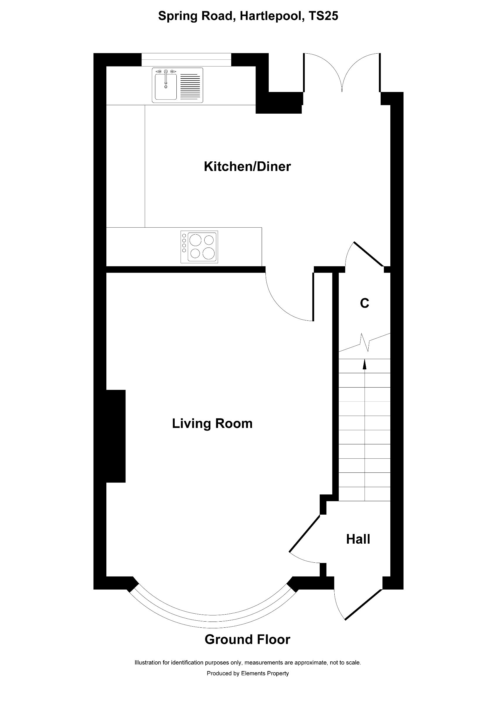 2 bed terraced house to rent in Spring Garden Road, Hartlepool - Property floorplan