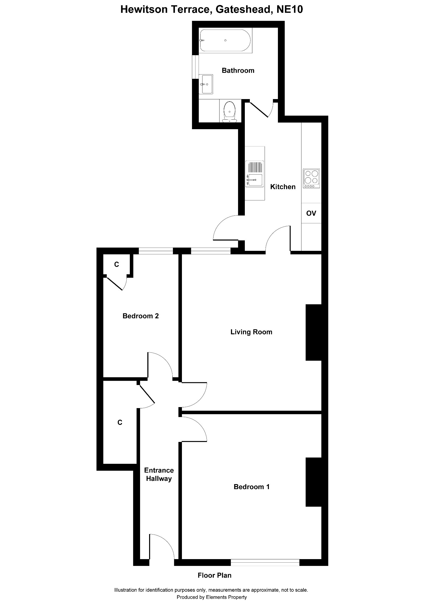 2 bed ground floor flat to rent in Hewitson Terrace, Gateshead - Property floorplan