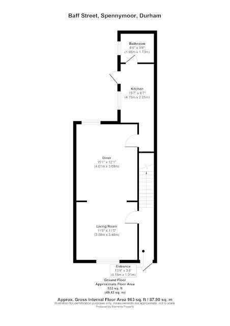 2 bed terraced house for sale in Baff Street, Spennymoor - Property floorplan