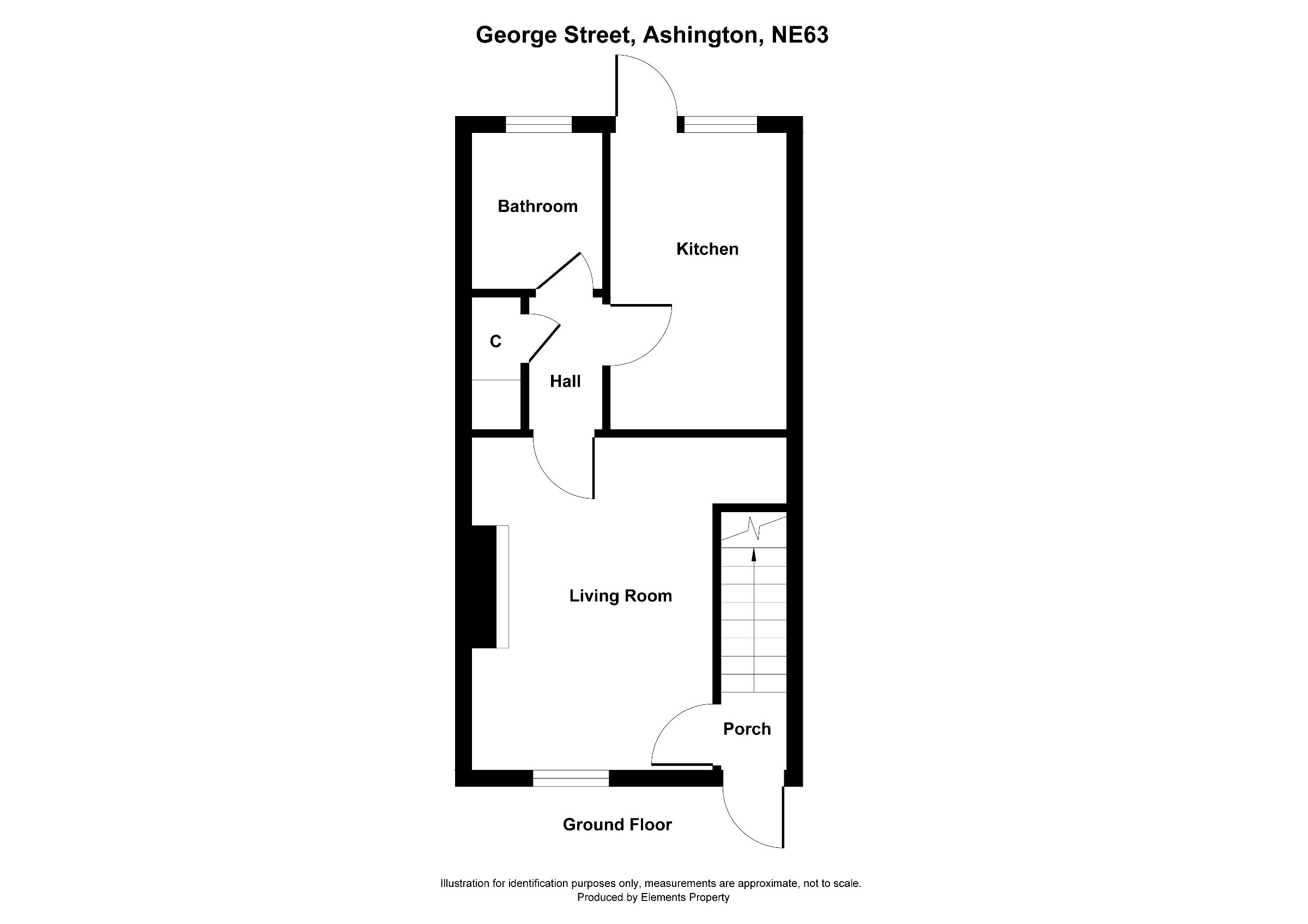 2 bed terraced house for sale in George Street, Ashington - Property floorplan