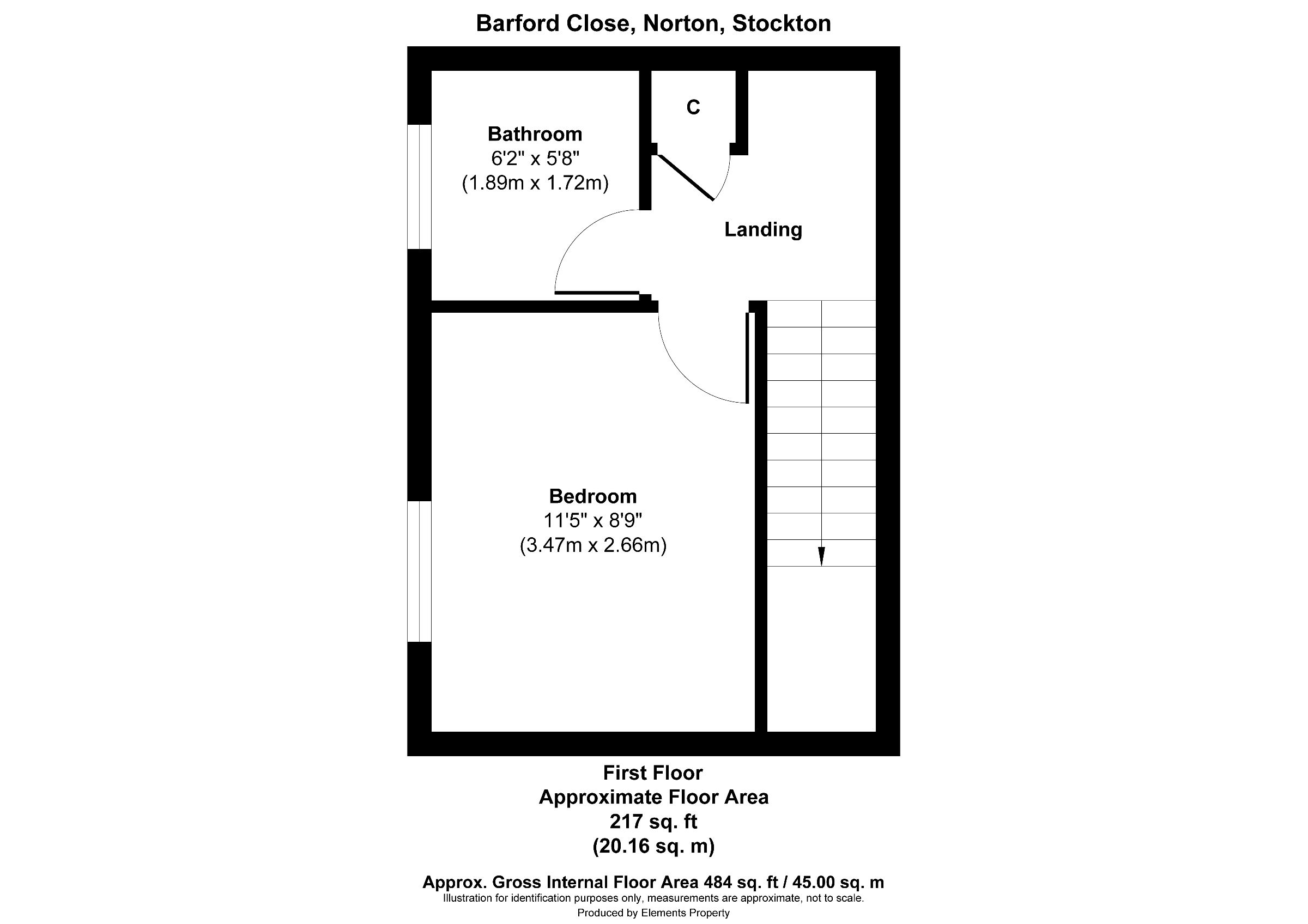 1 bed semi-detached house for sale in Barford Close, Stockton-on-Tees - Property floorplan
