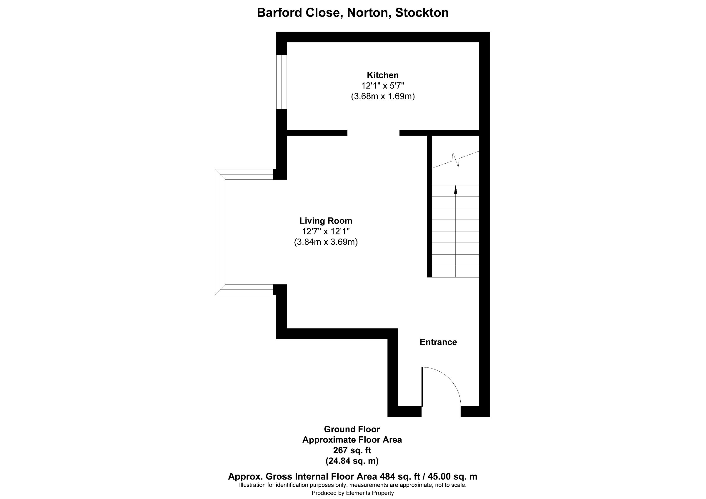 1 bed semi-detached house for sale in Barford Close, Stockton-on-Tees - Property floorplan