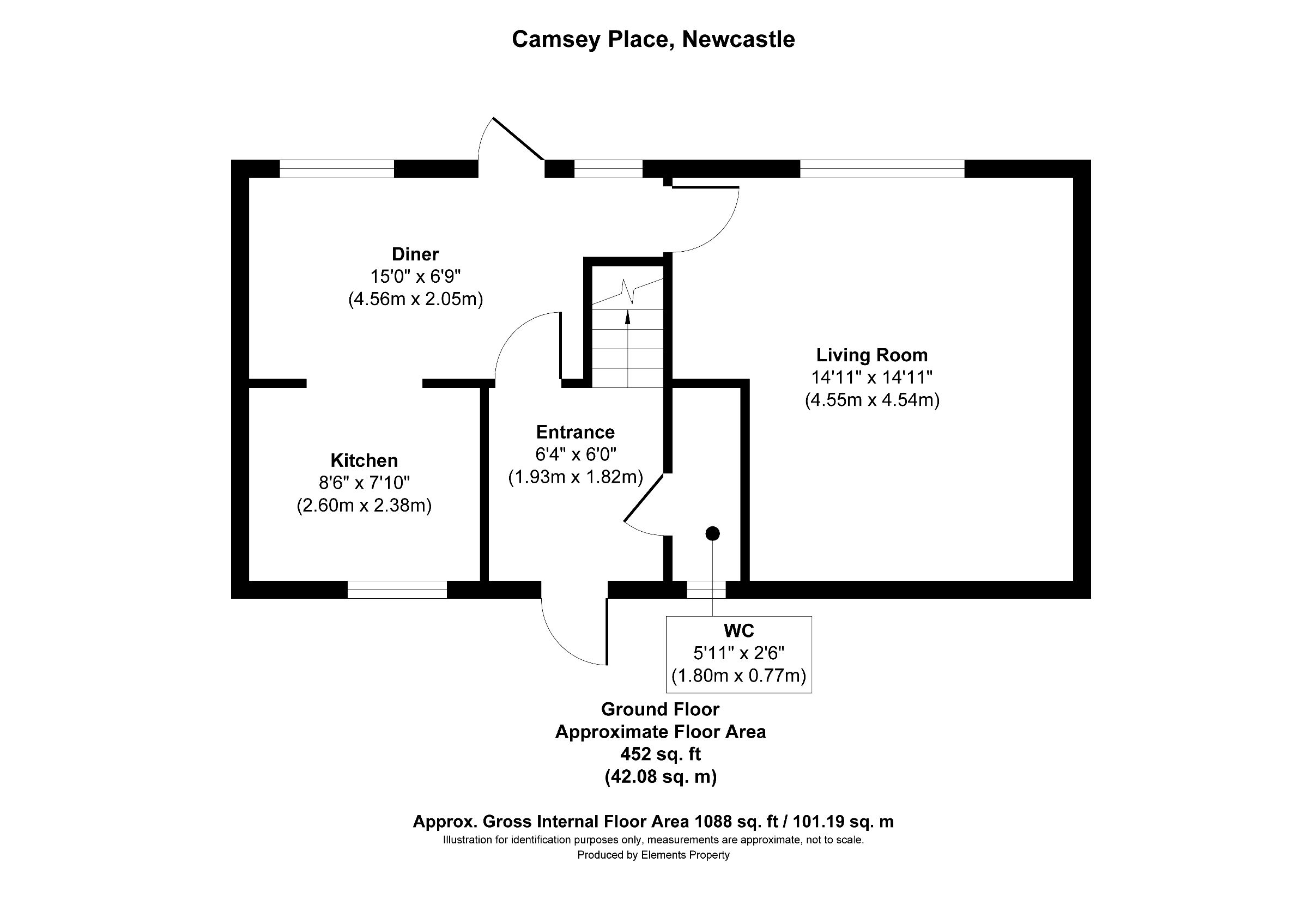 3 bed terraced house for sale in Camsey Place, Newcastle upon Tyne - Property floorplan