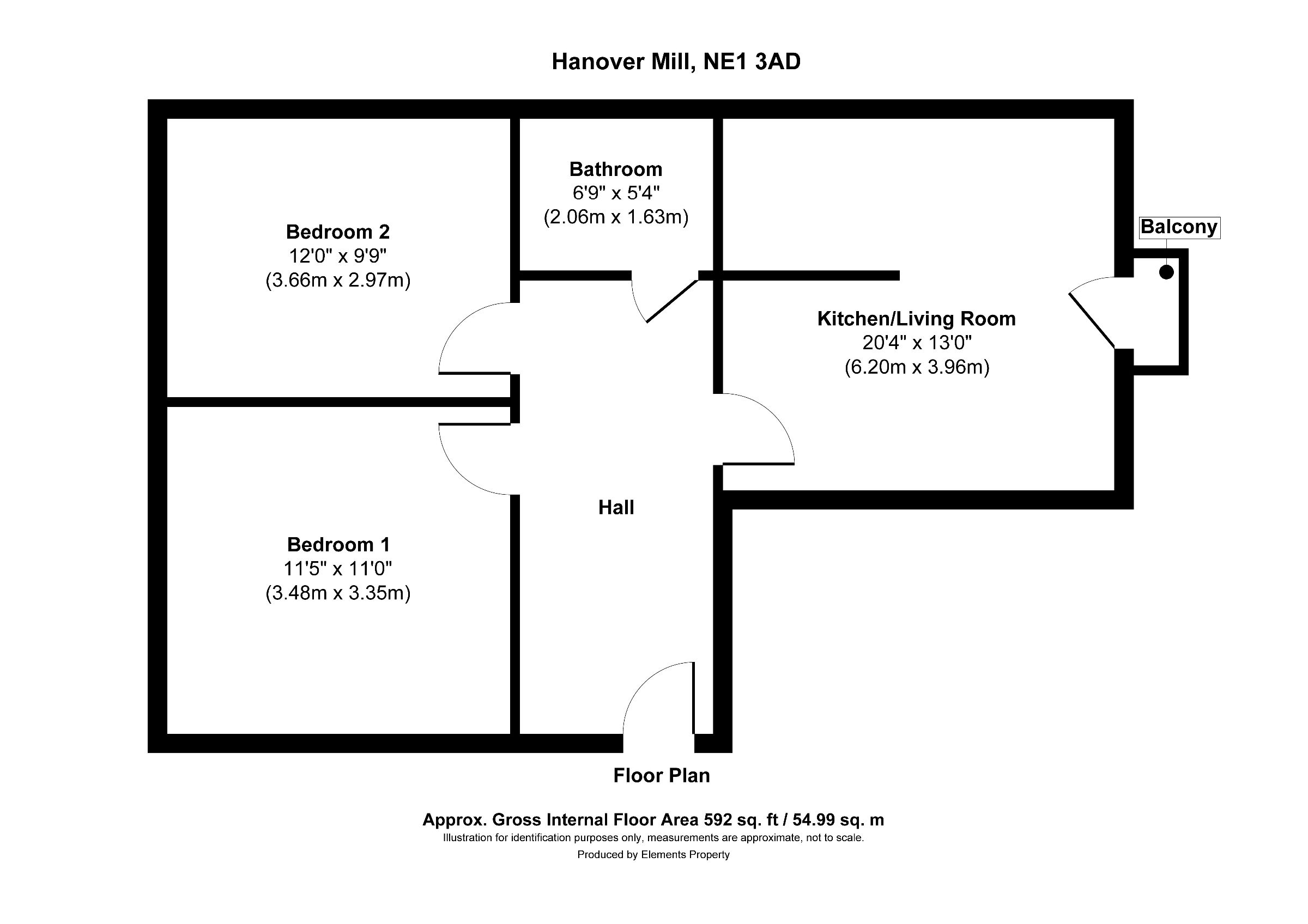 2 bed flat for sale in Hanover Mill, Newcastle upon Tyne - Property Floorplan