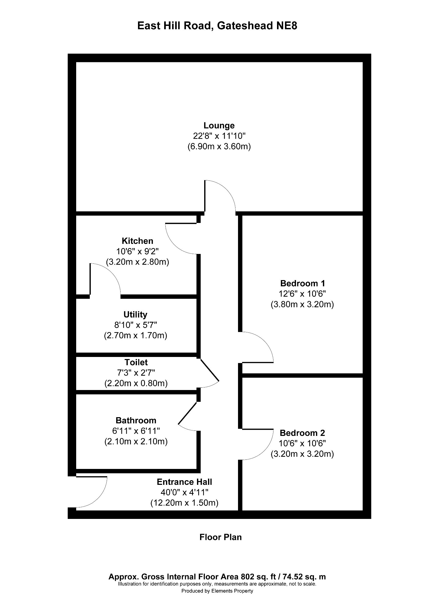 2 bed flat for sale in East Hill Road, Gateshead - Property floorplan