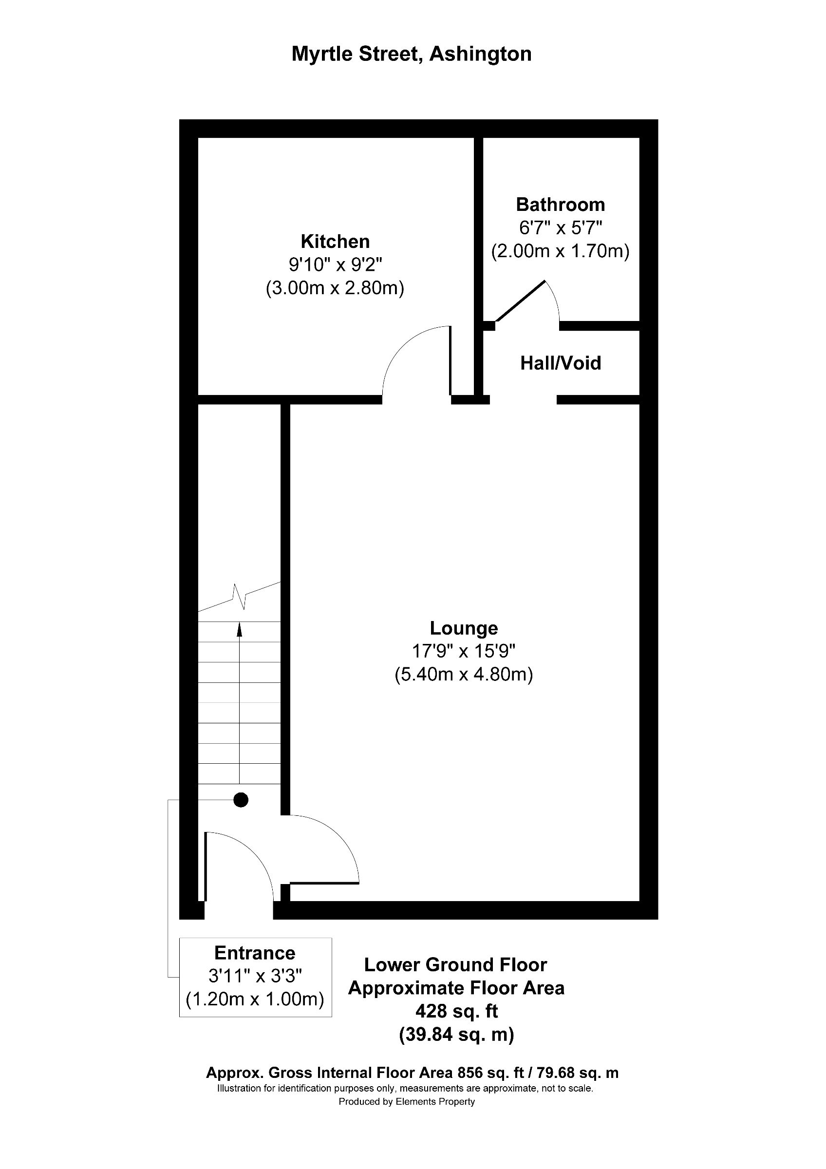 2 bed terraced house for sale in Myrtle Street, Ashington - Property floorplan