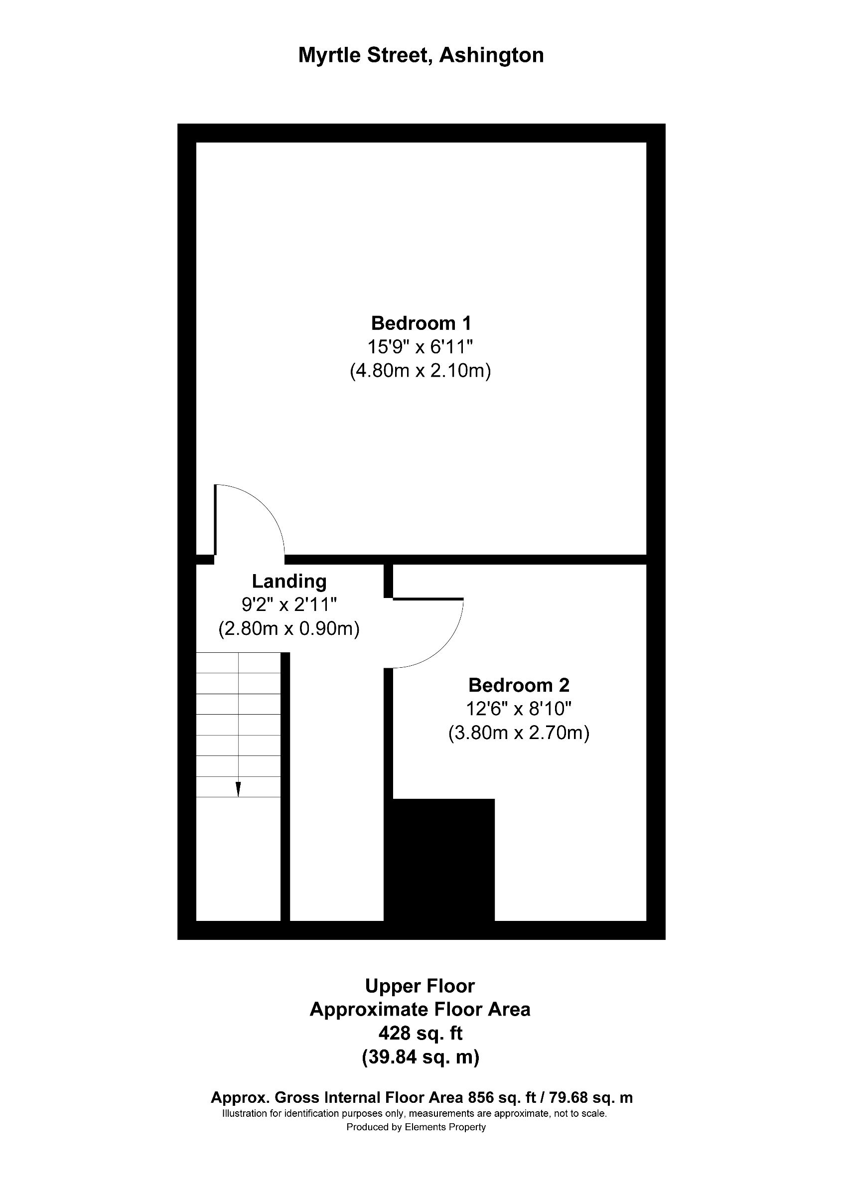 2 bed terraced house for sale in Myrtle Street, Ashington - Property floorplan