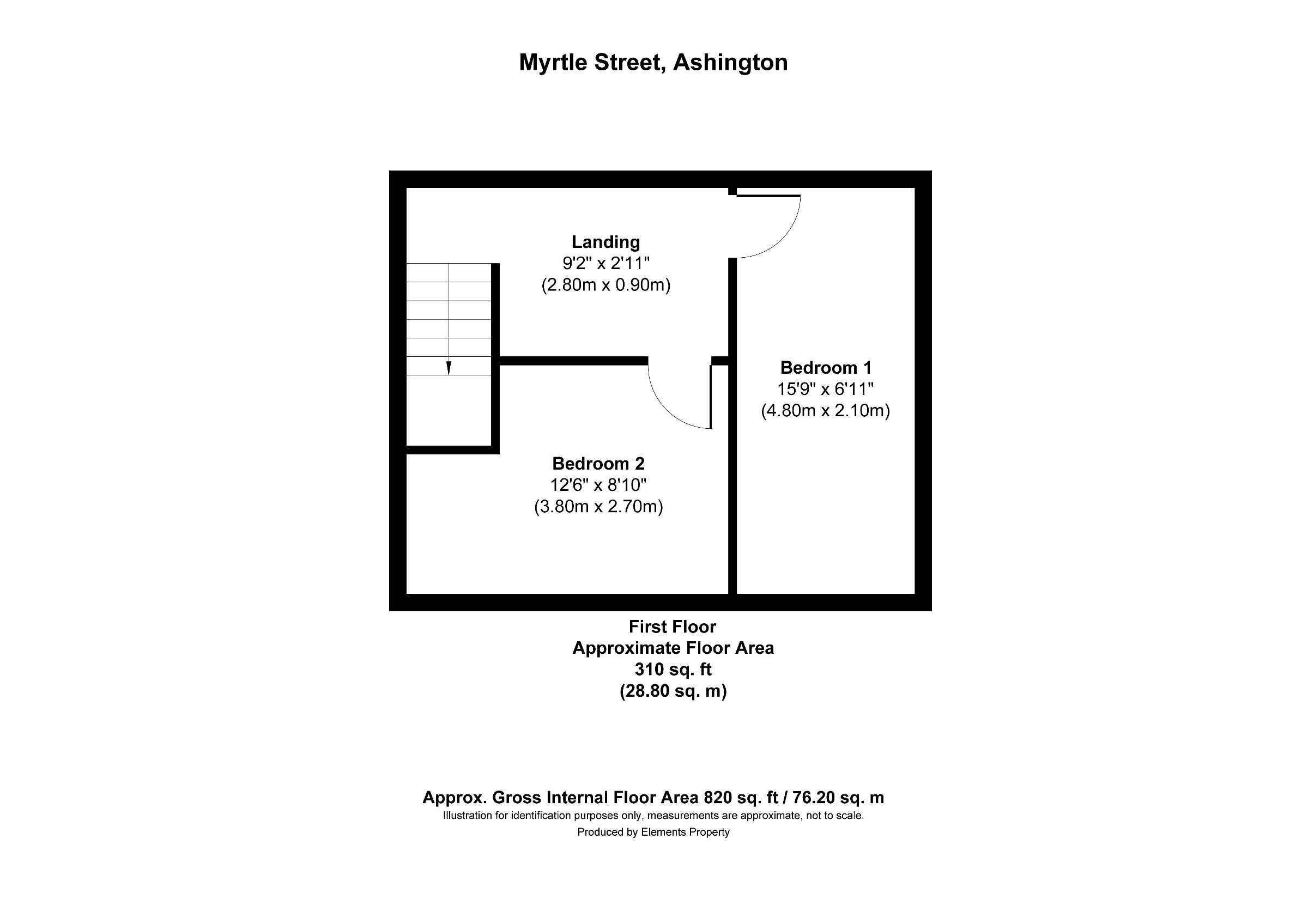 2 bed terraced house for sale in Myrtle Street, Ashington - Property floorplan