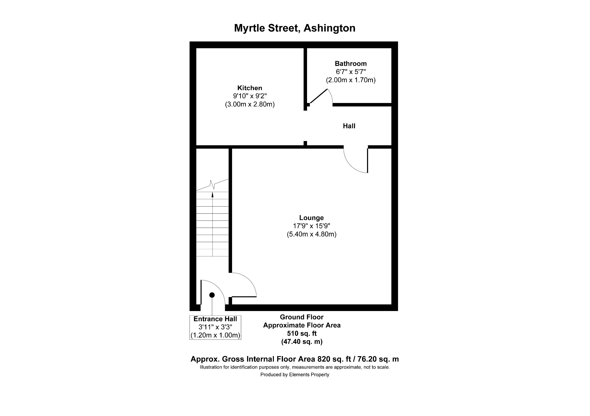 2 bed terraced house for sale in Myrtle Street, Ashington - Property floorplan