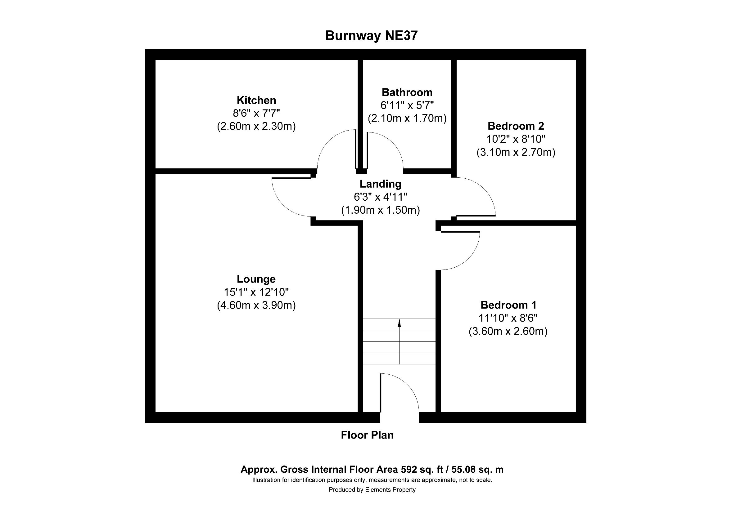 2 bed flat for sale in Burnway, Washington - Property floorplan