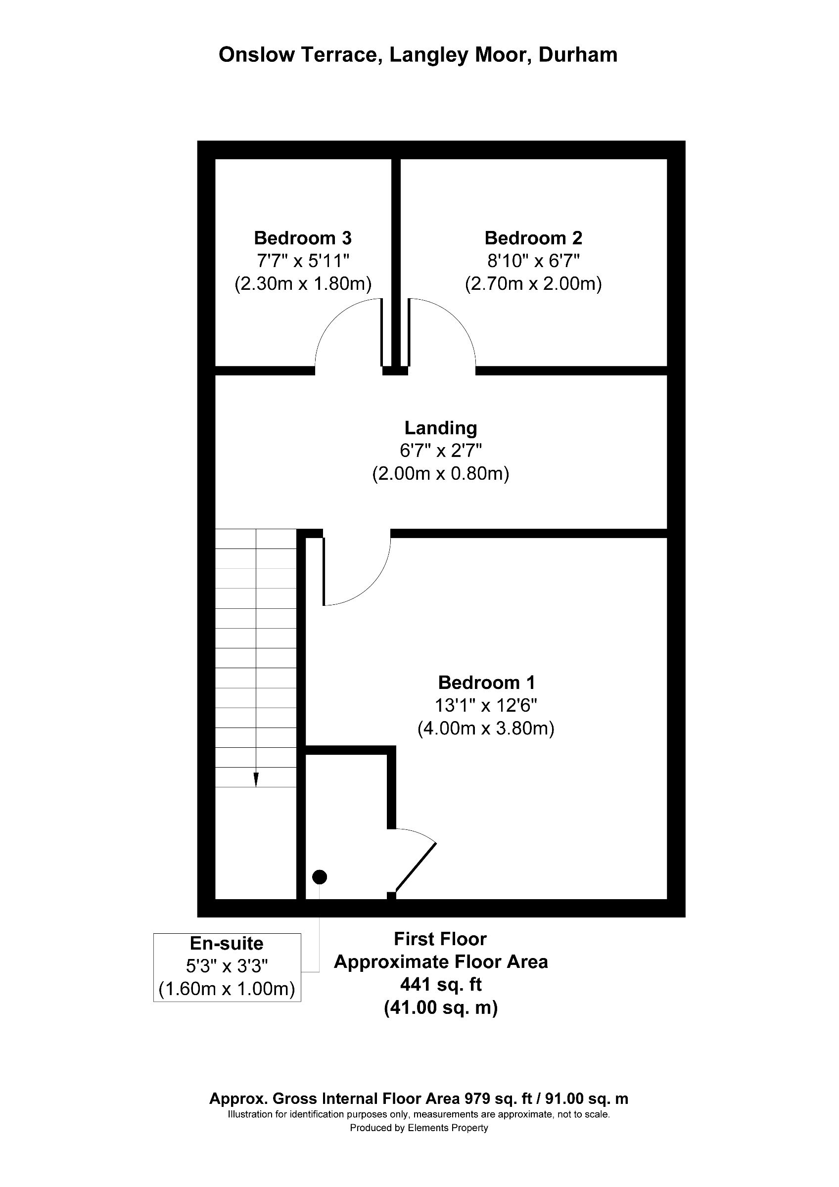3 bed terraced house for sale in Onslow Terrace, Durham - Property floorplan