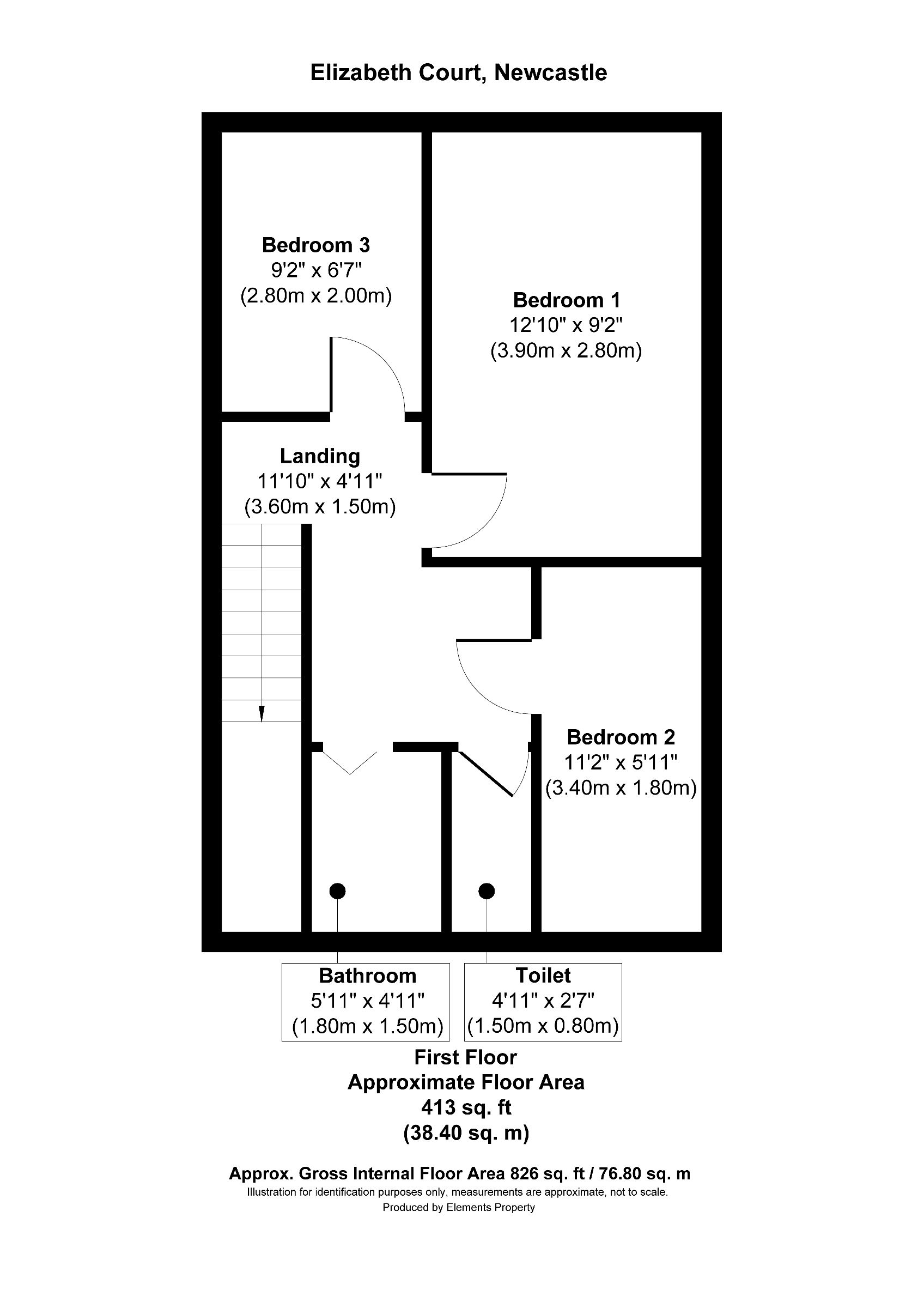 3 bed end of terrace house for sale in Elizabeth Court, Newcastle upon Tyne - Property floorplan