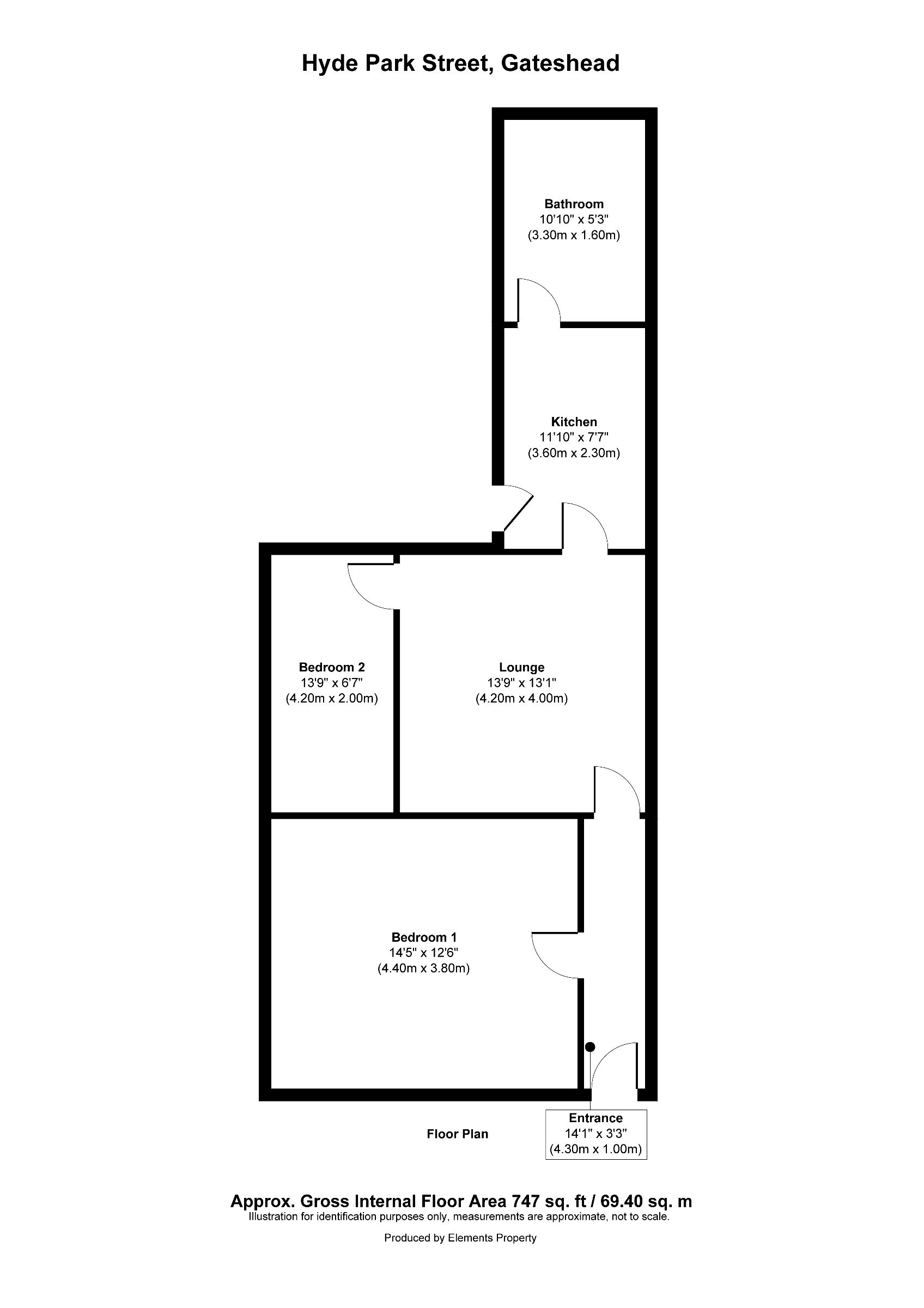 2 bed ground floor flat for sale in Hyde Park Street, Gateshead - Property floorplan