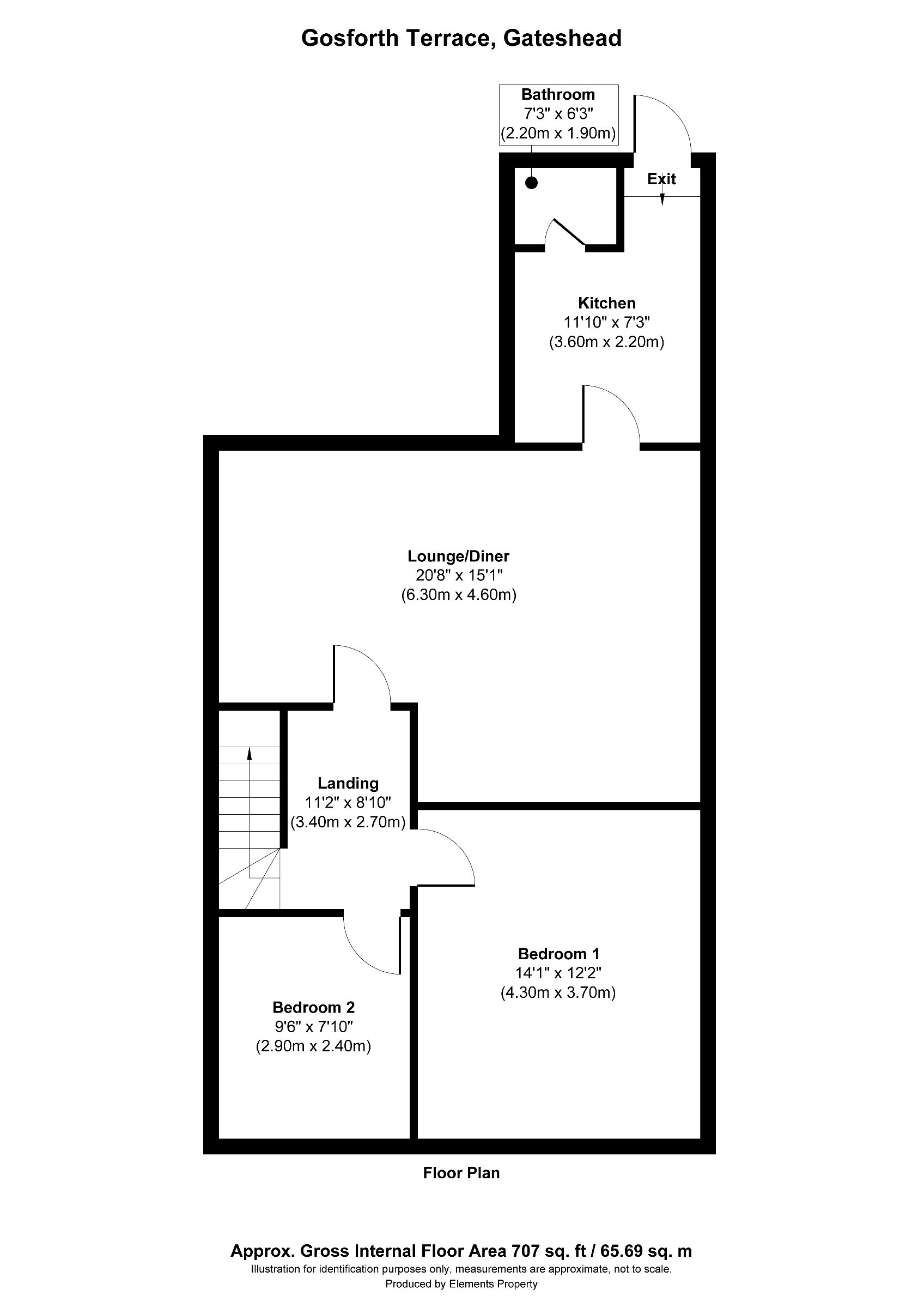 2 bed flat for sale in Gosforth Terrace, Gateshead - Property floorplan