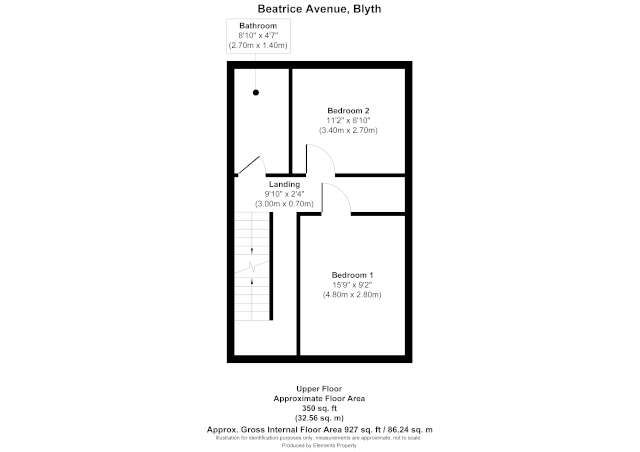 2 bed terraced house for sale in Beatrice Avenue, Blyth - Property floorplan