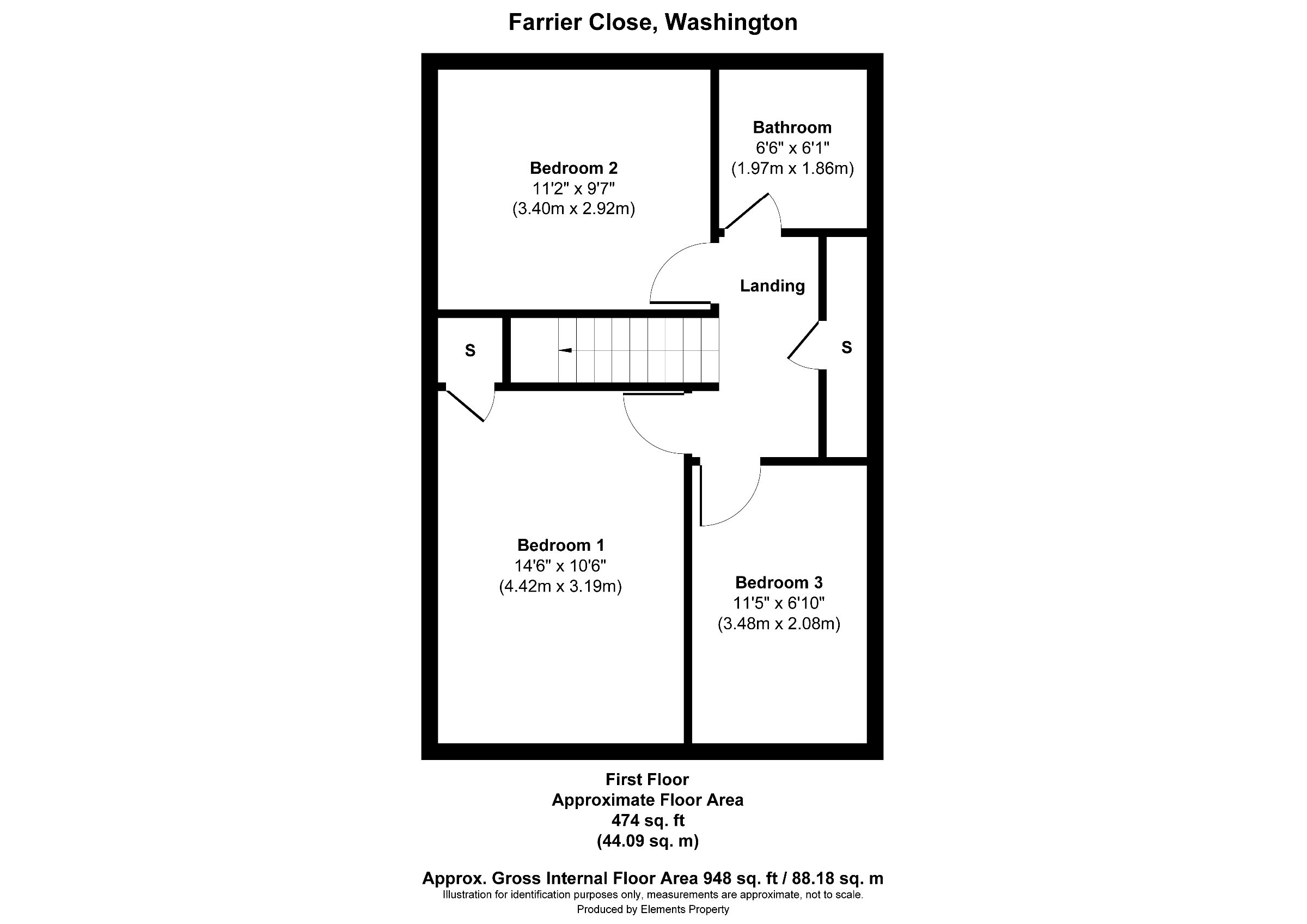 3 bed end of terrace house for sale in Farrier Close, Washington - Property floorplan