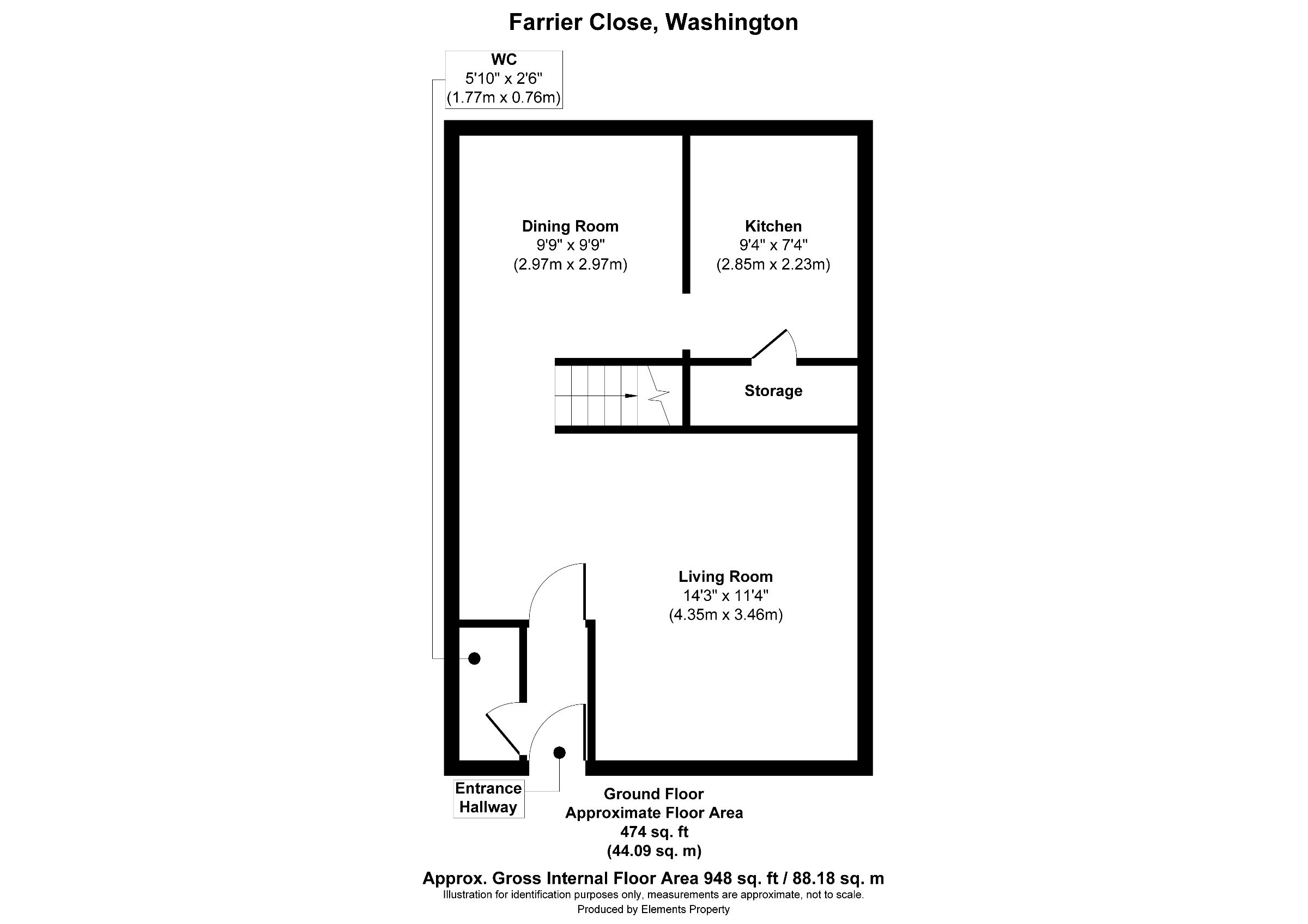 3 bed end of terrace house for sale in Farrier Close, Washington - Property floorplan