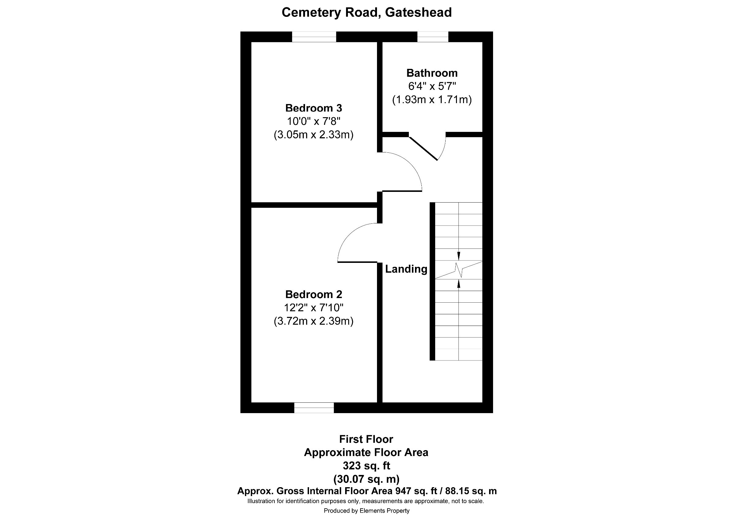 3 bed terraced house for sale in Cemetery Road, Gateshead - Property floorplan