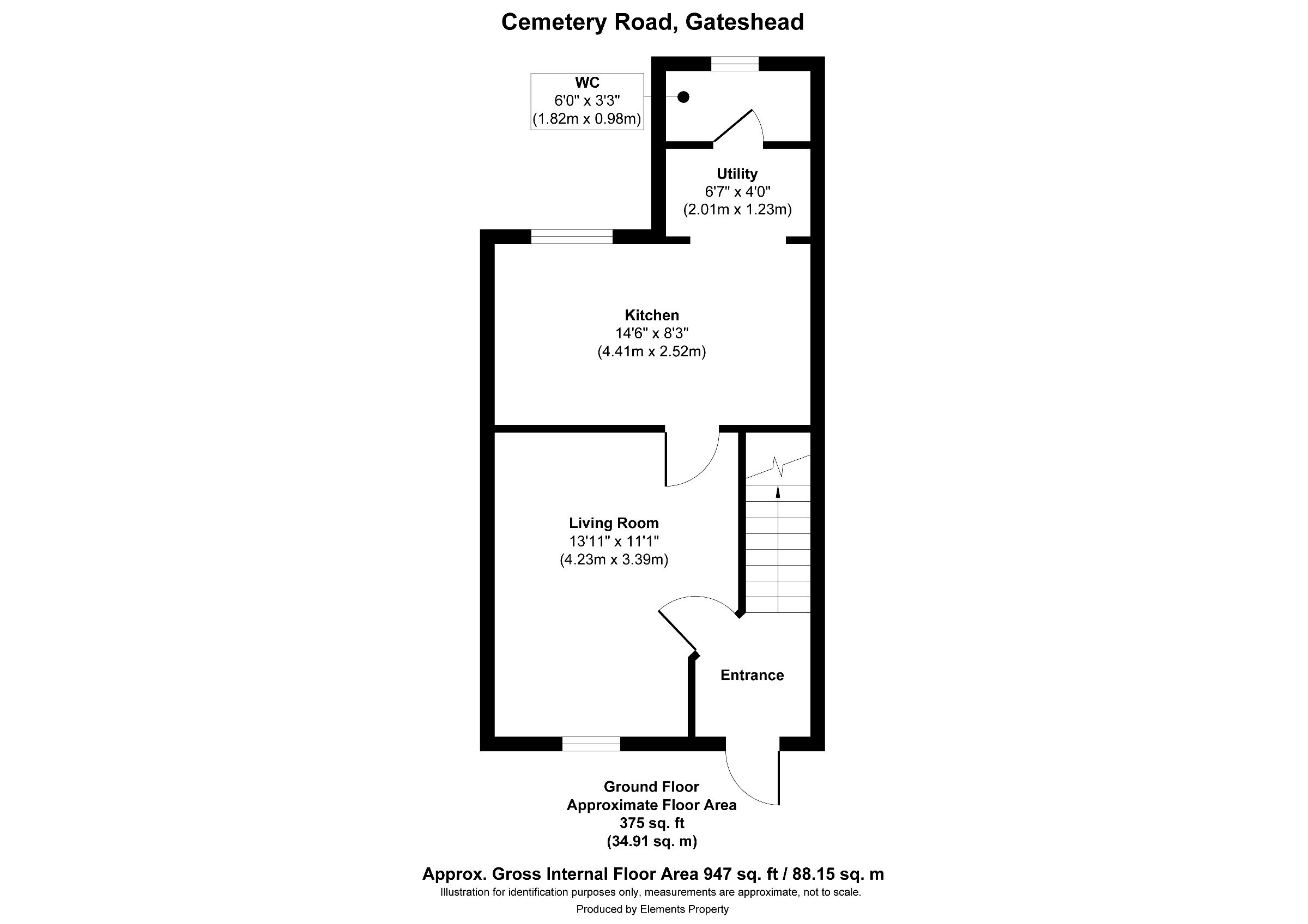 3 bed terraced house for sale in Cemetery Road, Gateshead - Property floorplan