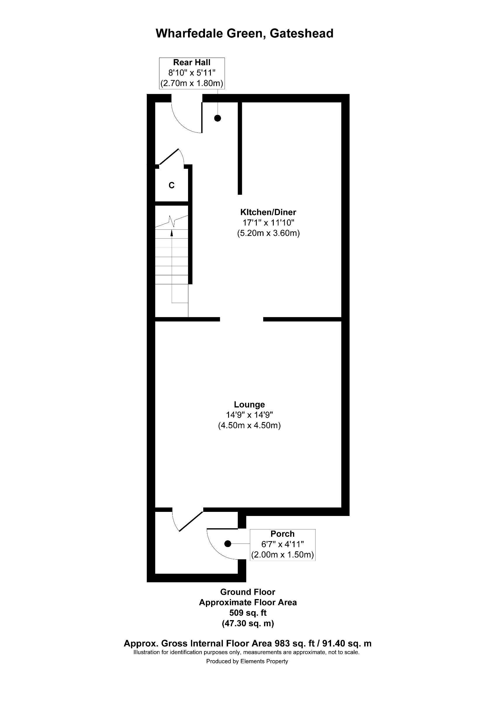 3 bed terraced house for sale in Wharfedale Green, Gateshead - Property floorplan