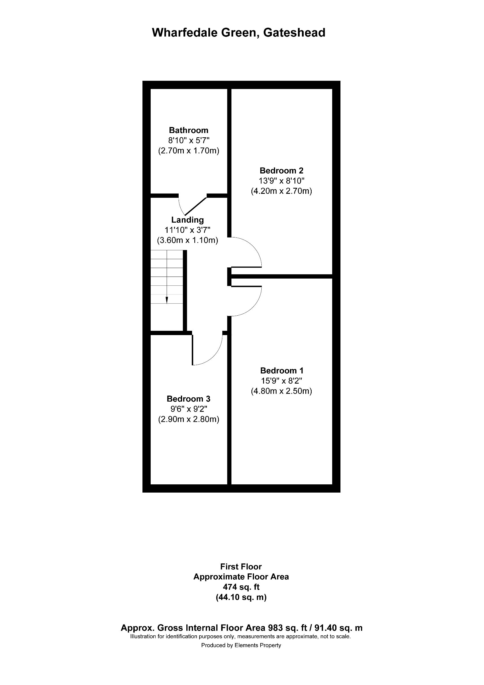 3 bed terraced house for sale in Wharfedale Green, Gateshead - Property floorplan