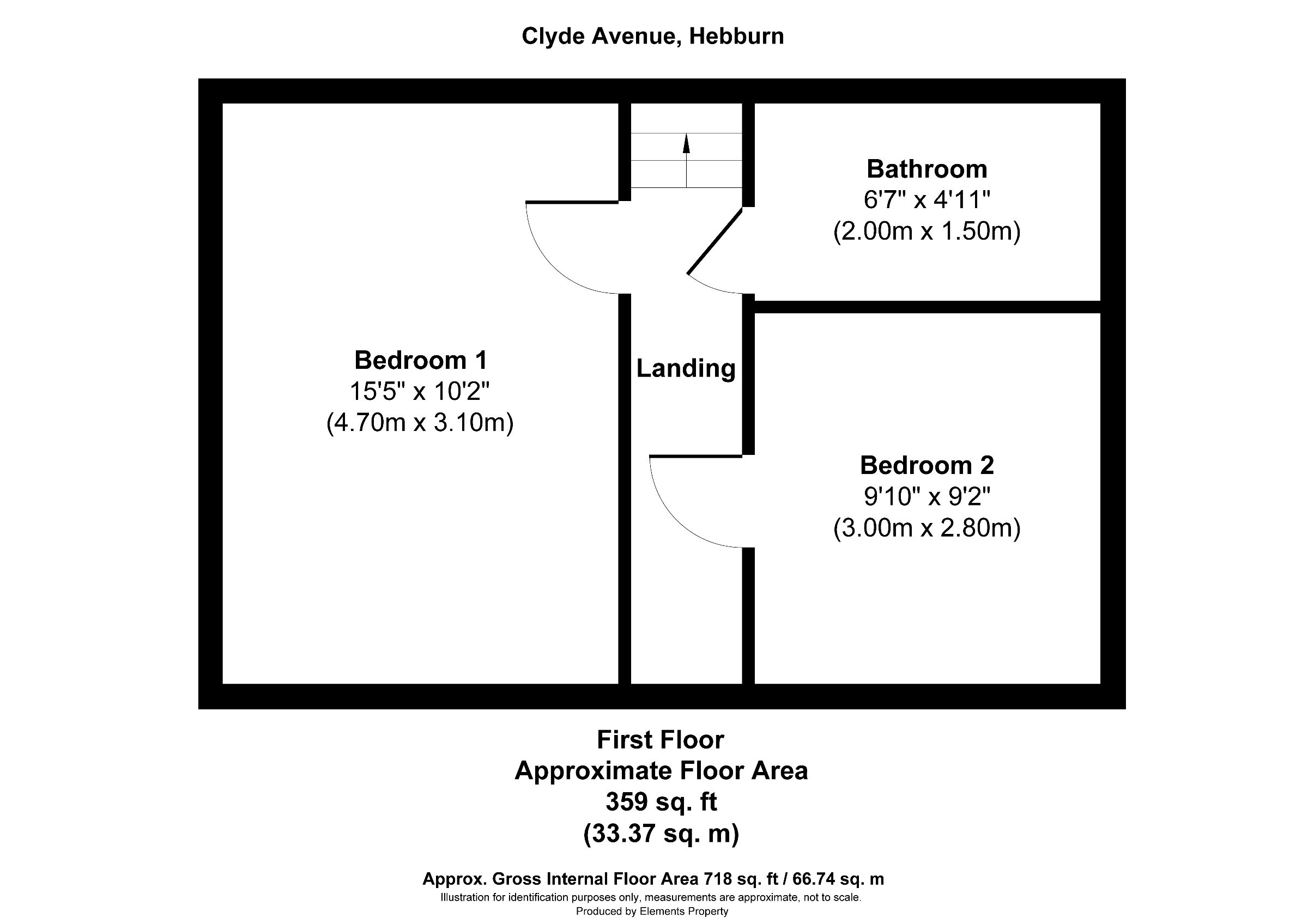 2 bed end of terrace house for sale in Clyde Avenue, Hebburn - Property floorplan