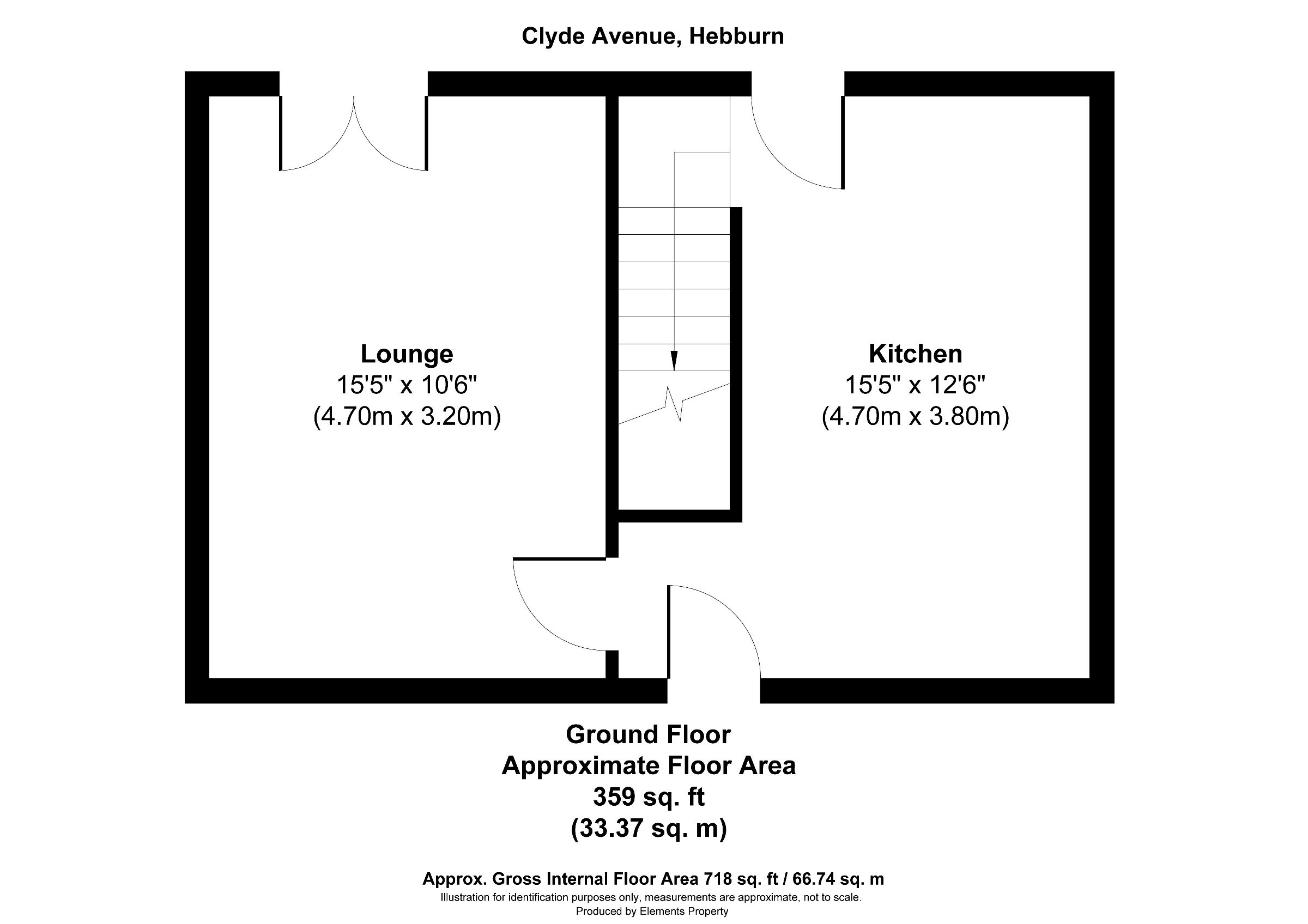 2 bed end of terrace house for sale in Clyde Avenue, Hebburn - Property floorplan