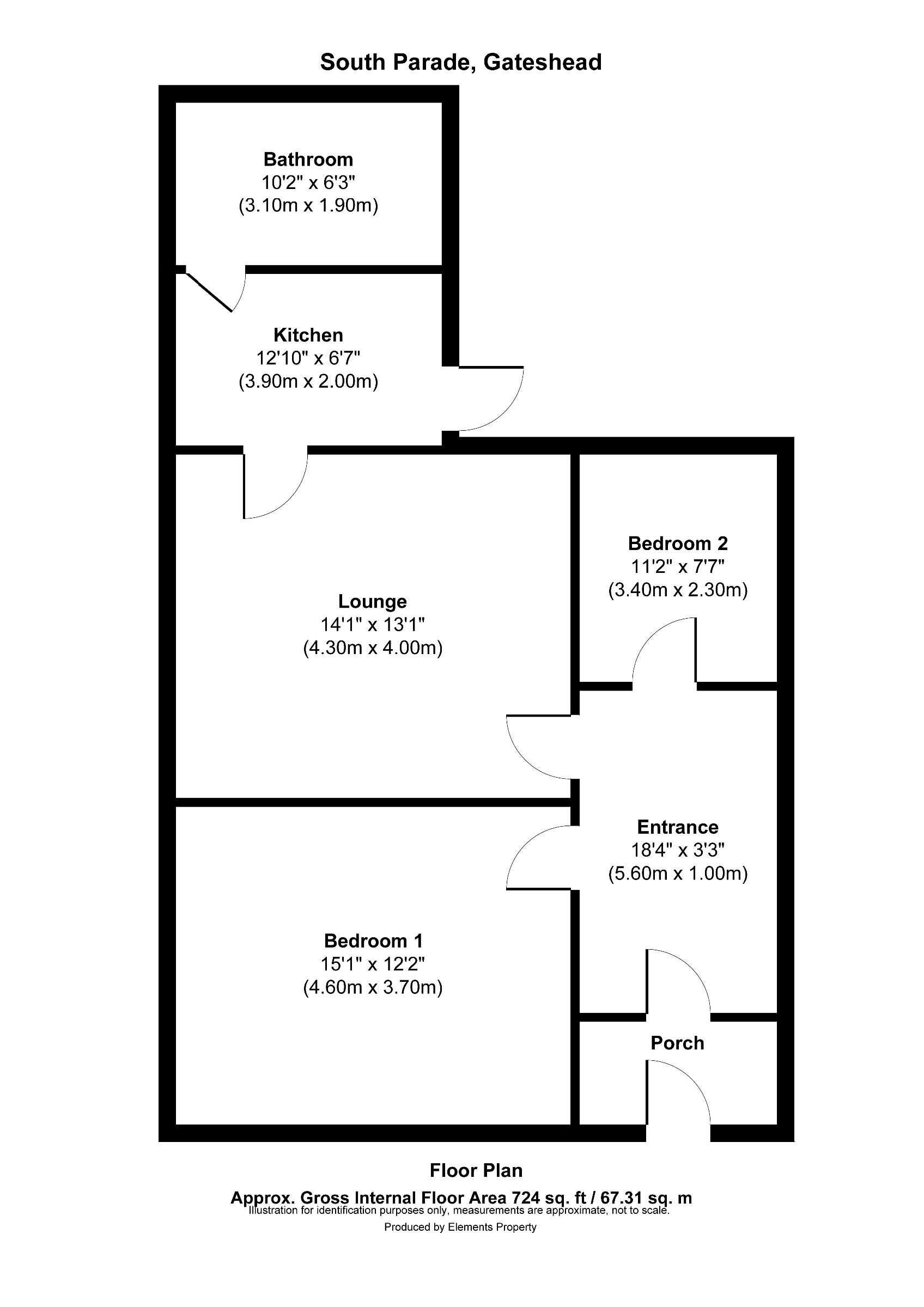 2 bed ground floor flat for sale in South Parade, Gateshead - Property floorplan